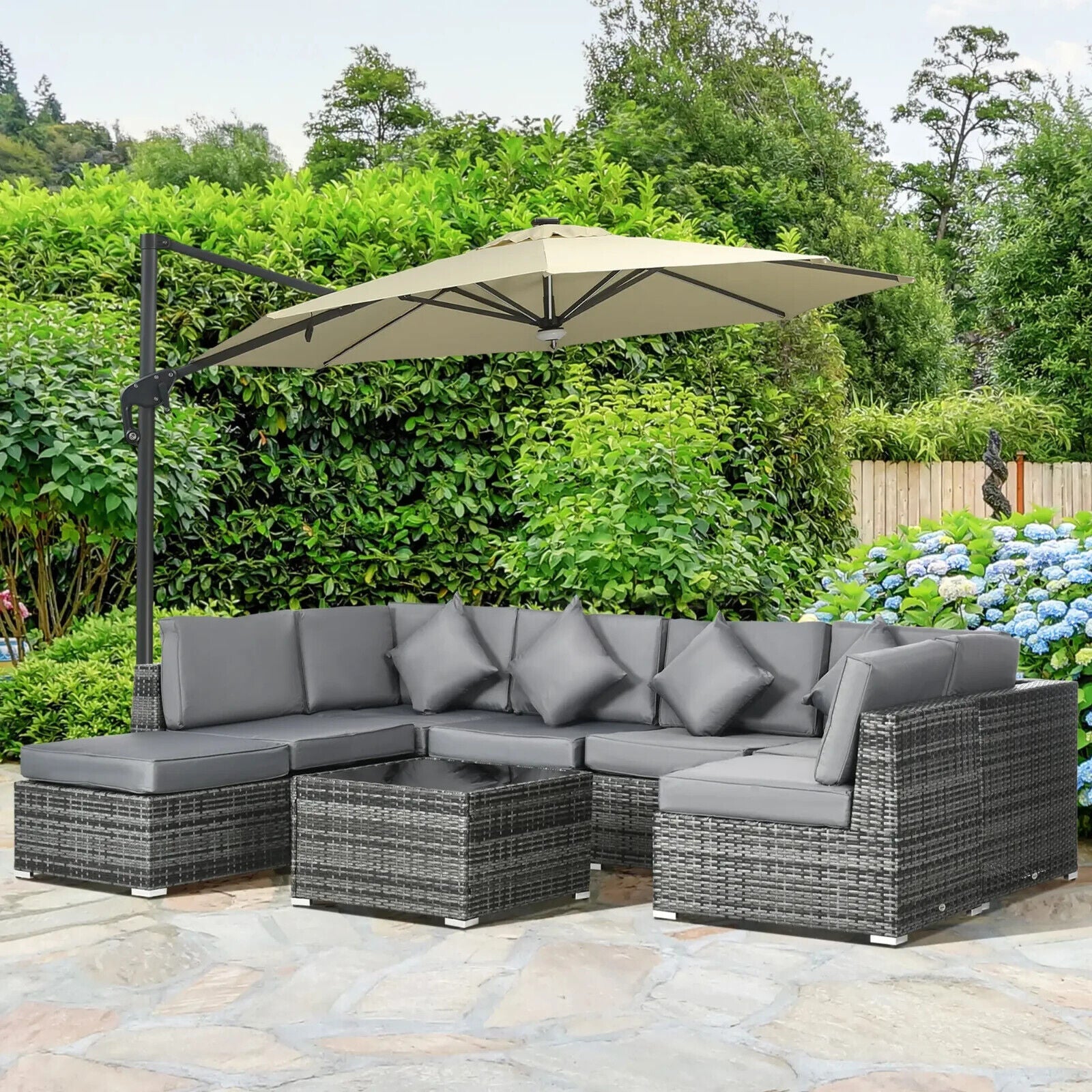 8 Piece Rattan Corner Sofa Set Modular Outdoor Garden Furniture With Cushions - Home and Garden Furniture Shop - #rustic - furniture#