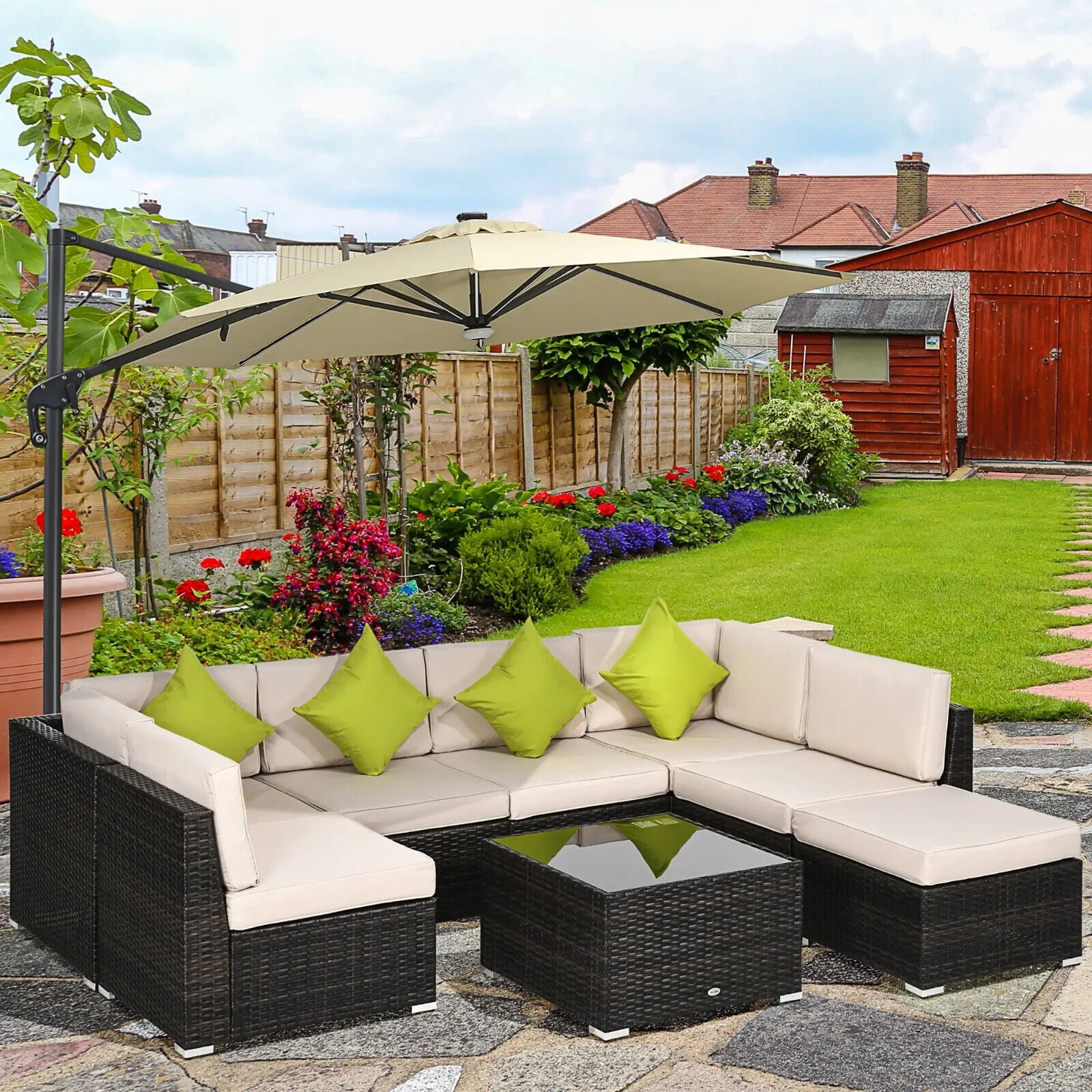 8 Piece Rattan Garden Corner Sofa Set Outdoor Modular Patio Furniture w/ Cushion - Home and Garden Furniture Shop - #rustic - furniture#