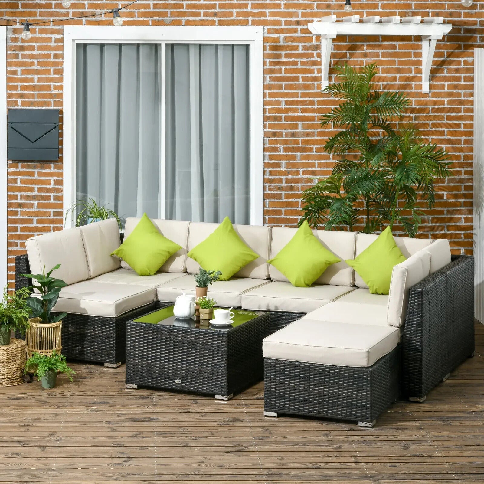 8 Piece Rattan Garden Corner Sofa Set Outdoor Modular Patio Furniture w/ Cushion - Home and Garden Furniture Shop - #rustic - furniture#