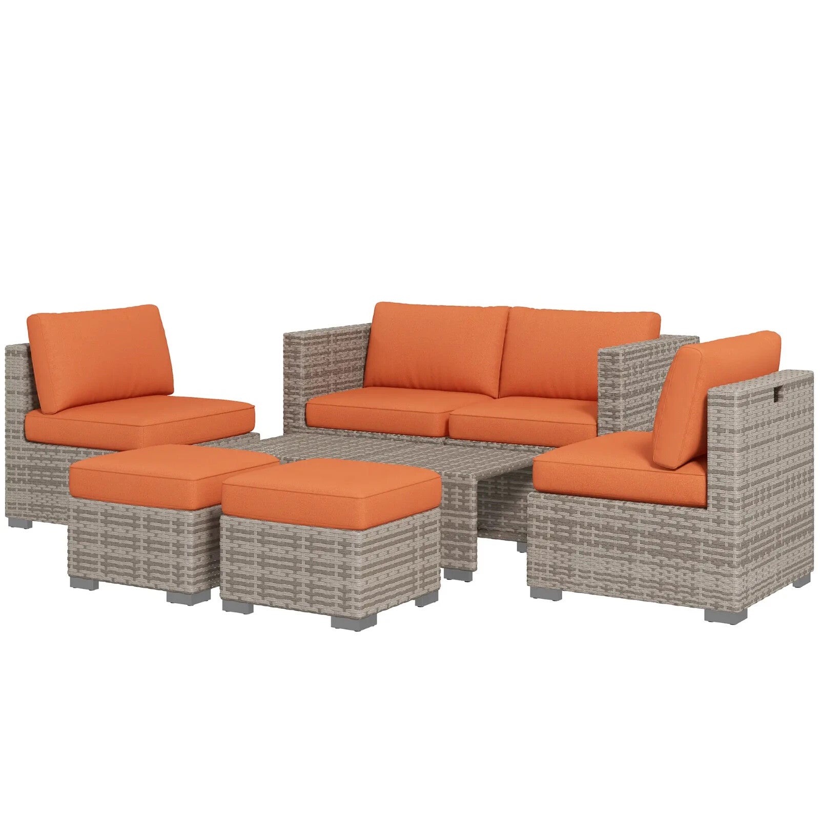 8 Piece Rattan Garden Furniture Set with Sofas Footstools & Coffee Table Outdoor - Home and Garden Furniture Shop - rustic - furniture