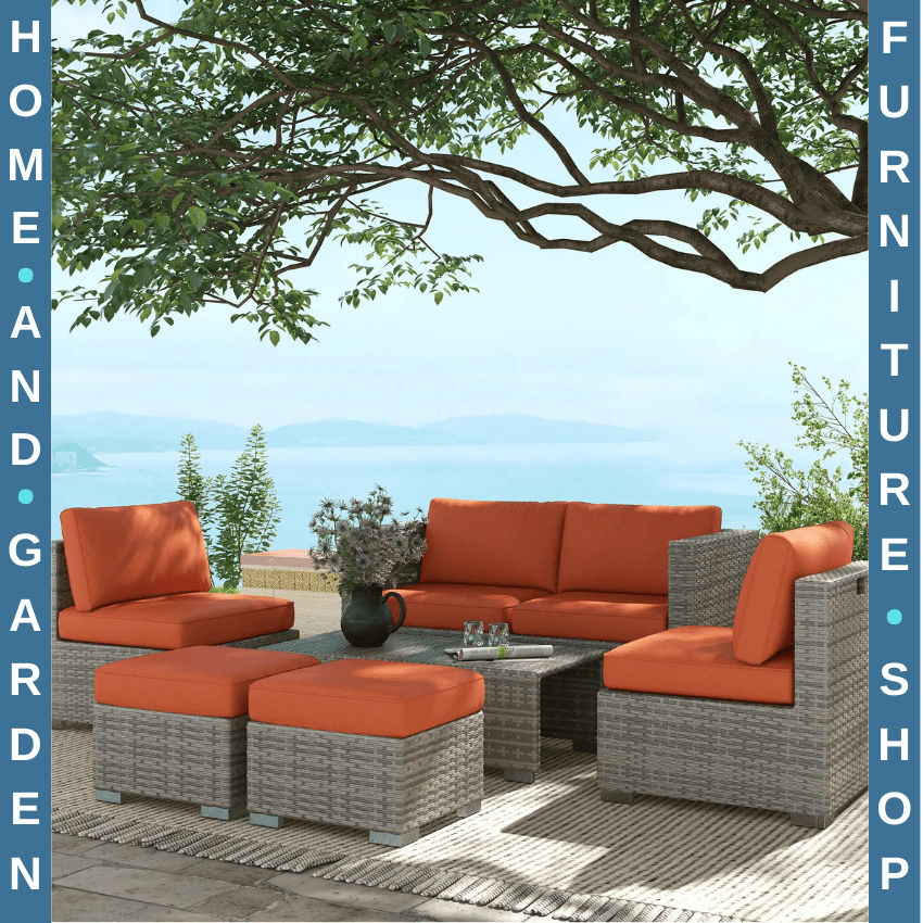 8 Piece Rattan Garden Furniture Set with Sofas Footstools & Coffee Table Outdoor - Home and Garden Furniture Shop - rustic - furniture