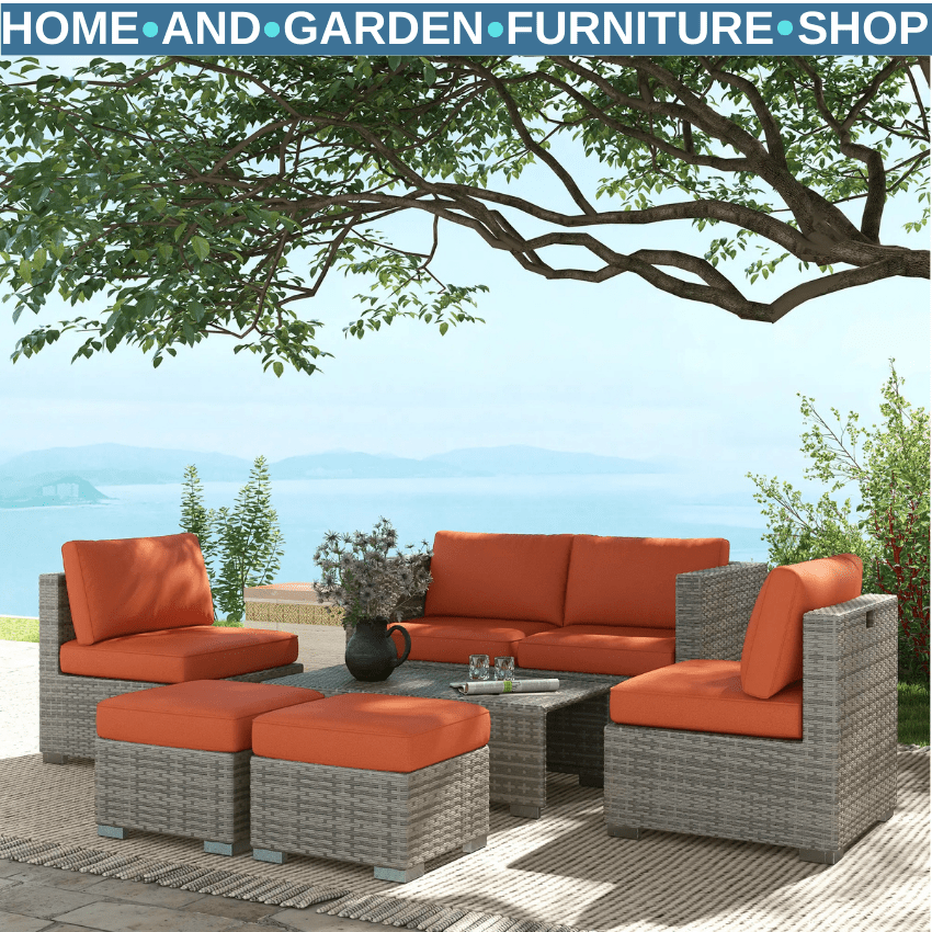 8 Piece Rattan Garden Furniture Set with Sofas Footstools & Coffee Table Outdoor - Home and Garden Furniture Shop - rustic - furniture