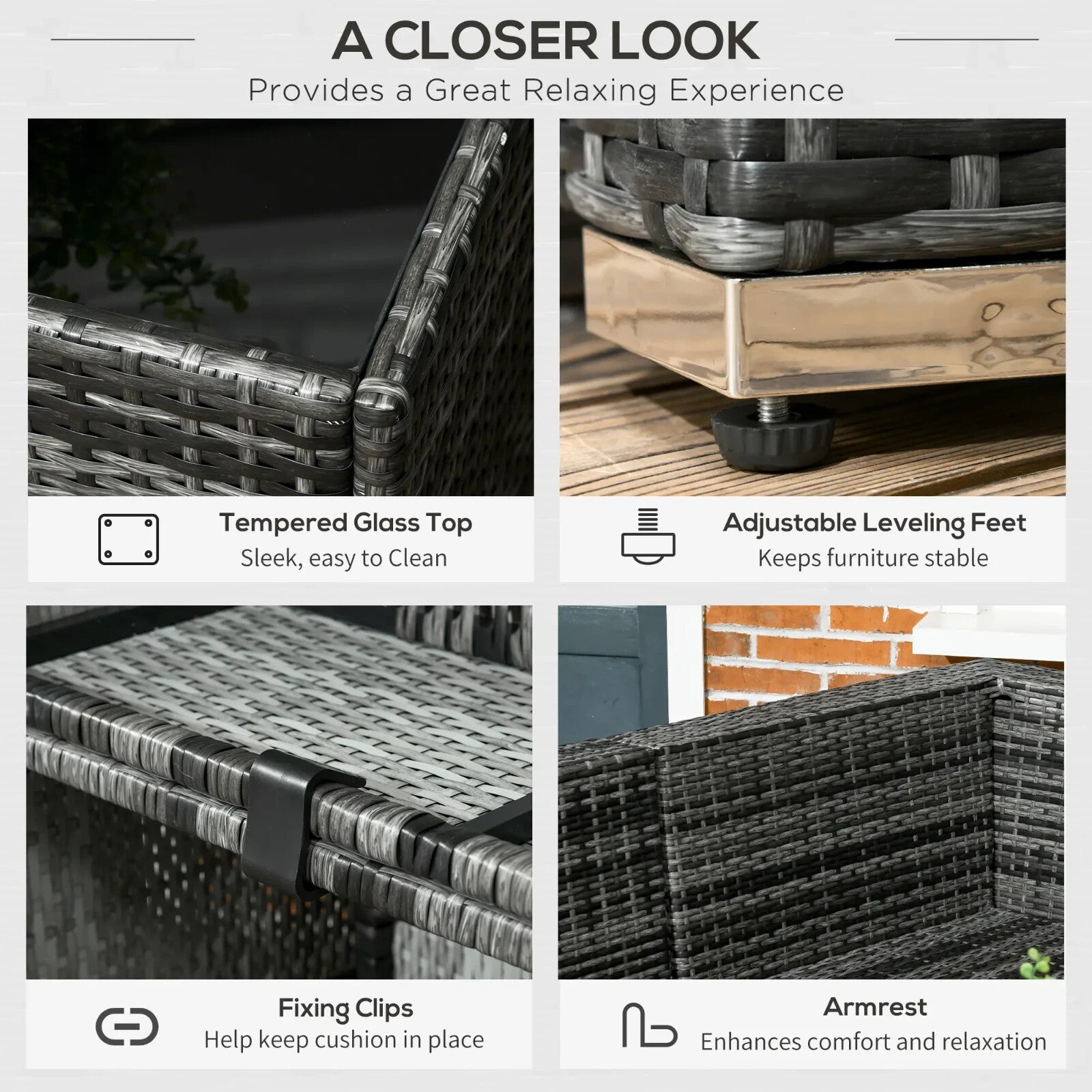 8 - Piece Rattan Garden Outdoor Patio Sofa Set with Cushion and Tempered Glass - Home and Garden Furniture Shop - rustic - furniture