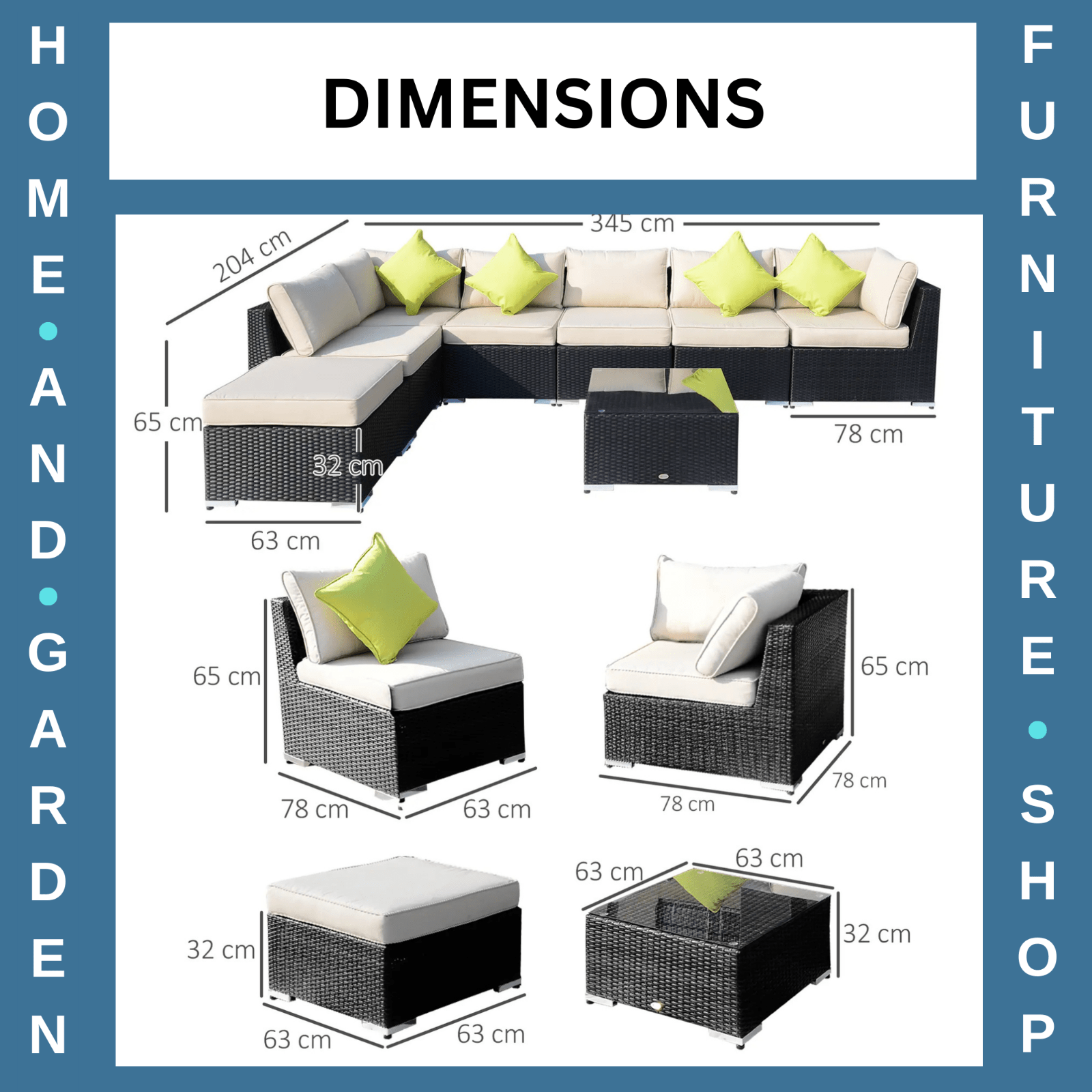 8 Piece Rattan Garden Sofa Set Outdoor Lounge Furniture with Cushions and Table - Home and Garden Furniture Shop - rustic - furniture