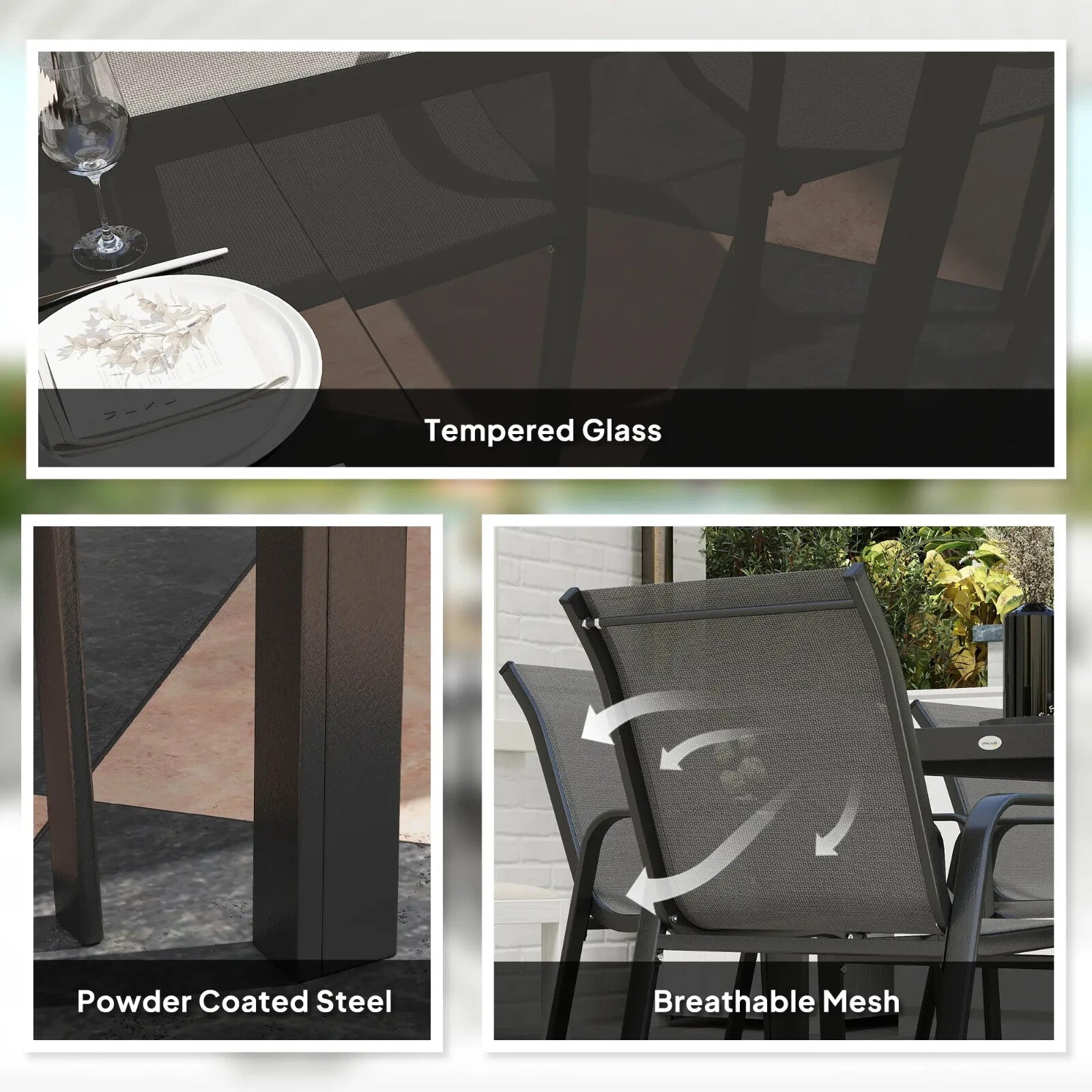 8 Seater Garden Dining Set with Stacking Chairs Rectangular Glass Garden Table - Home and Garden Furniture Shop - rustic - furniture