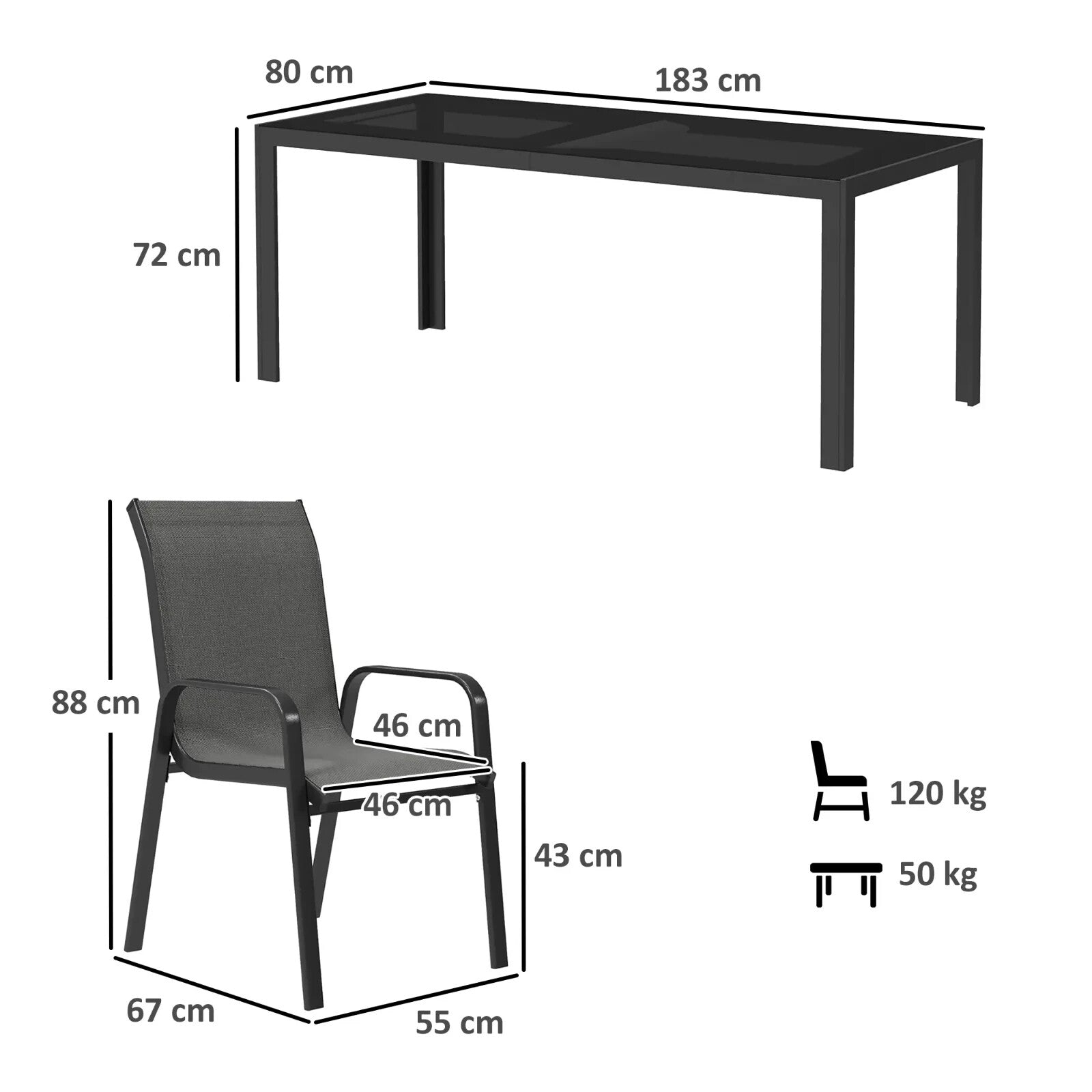 8 Seater Garden Dining Set with Stacking Chairs Rectangular Glass Garden Table - Home and Garden Furniture Shop - rustic - furniture