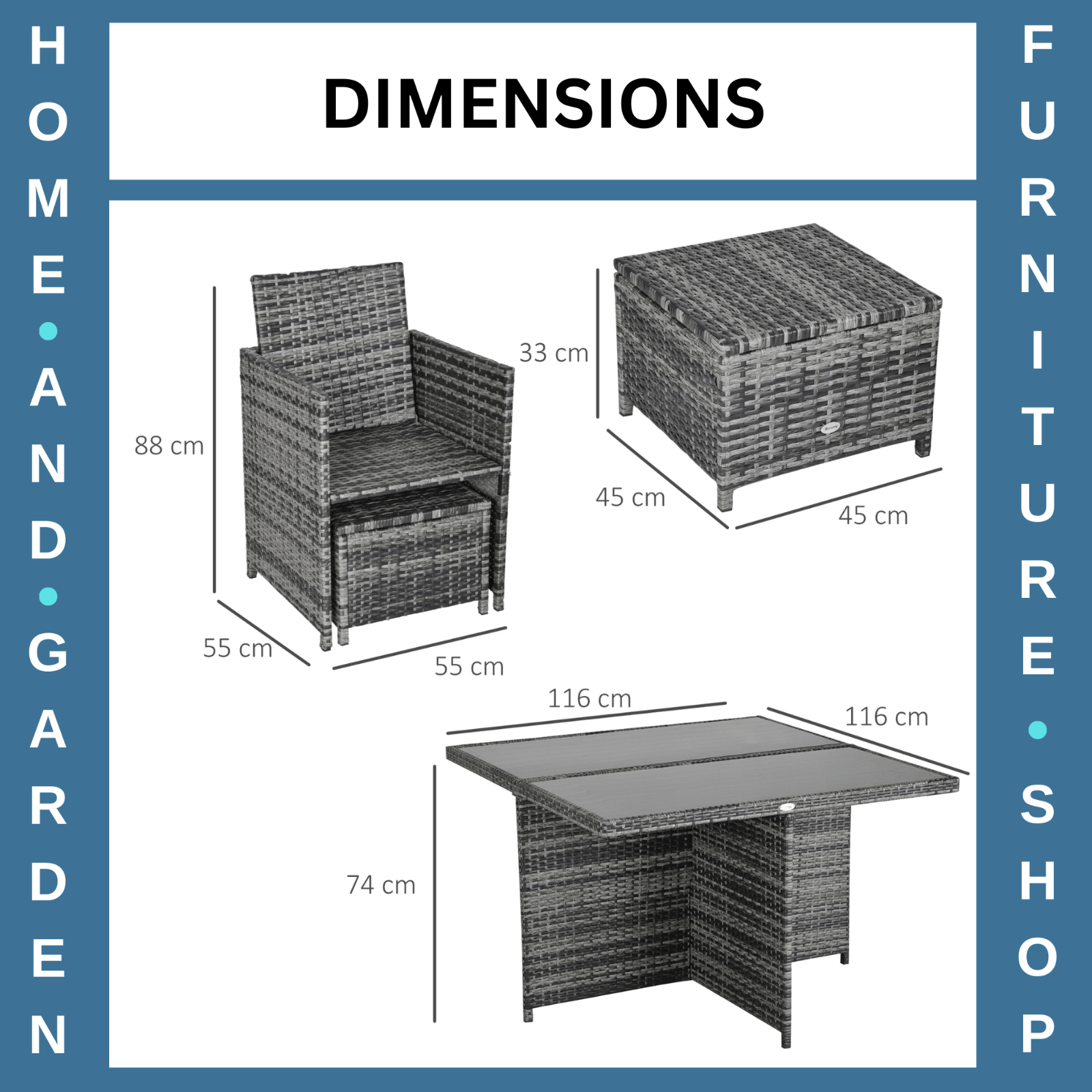 8 - Seater Rattan Dining Set Garden Furniture with Cushion Woven Rattan Chair Grey - Home and Garden Furniture Shop - rustic - furniture