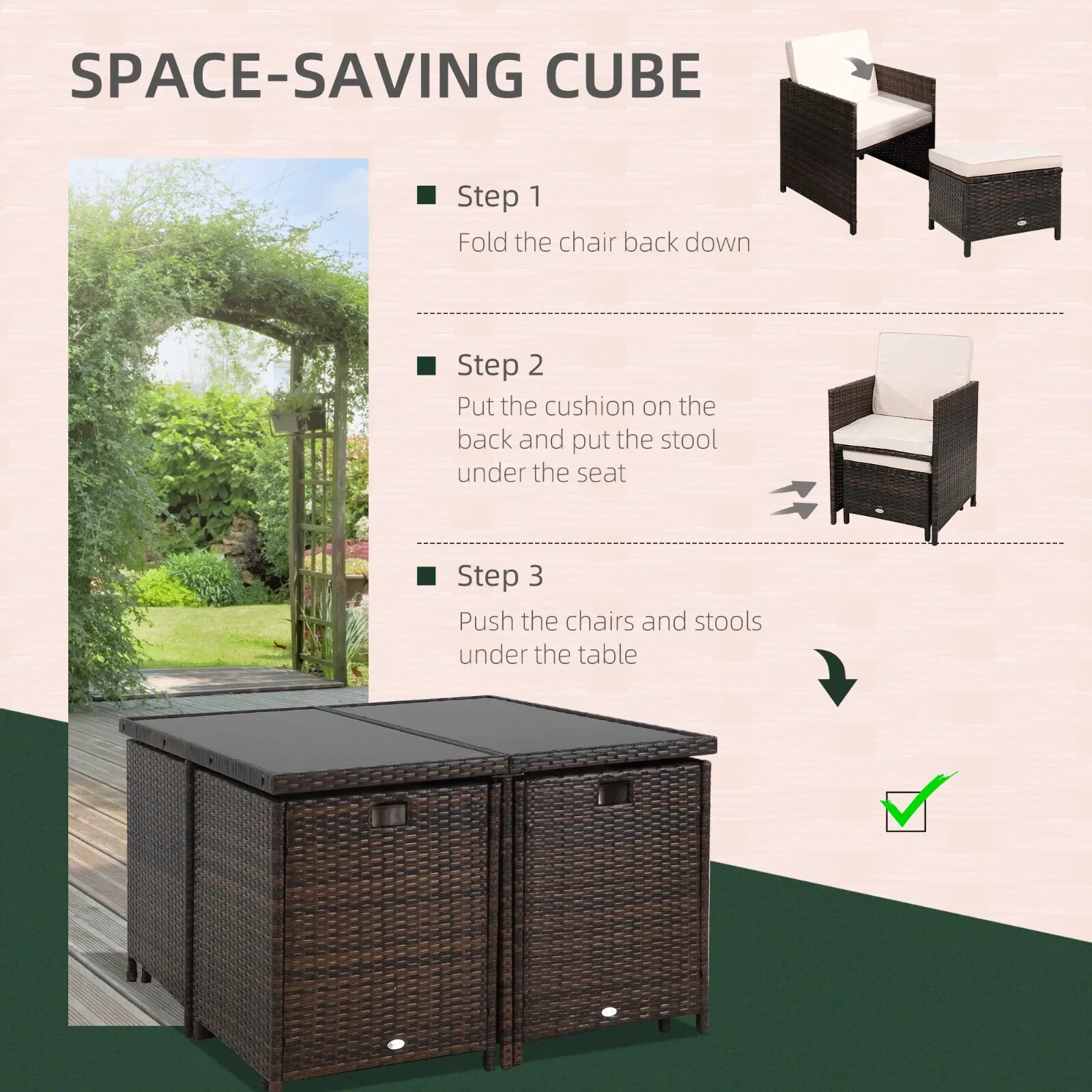 8 Seater Rattan Garden Dining Set with 4 Armchairs 4 Stools and Glass Top Table - Home and Garden Furniture Shop - rustic - furniture