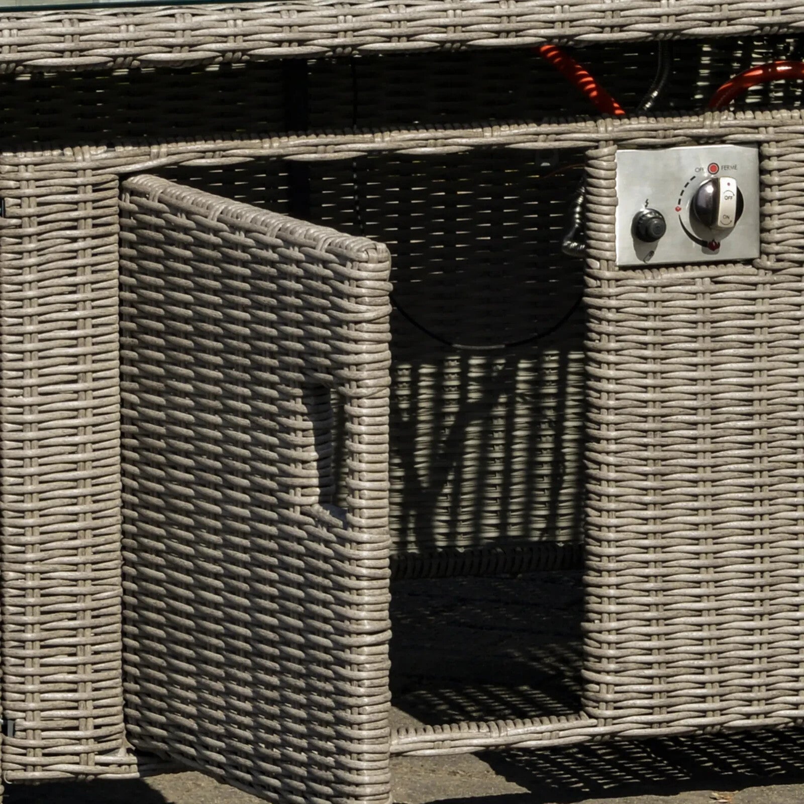 8 - Seater Rattan Garden Furniture Set w/ L - Shape Sofa, Footstool & Fire Pit Table - Home and Garden Furniture Shop - rustic - furniture