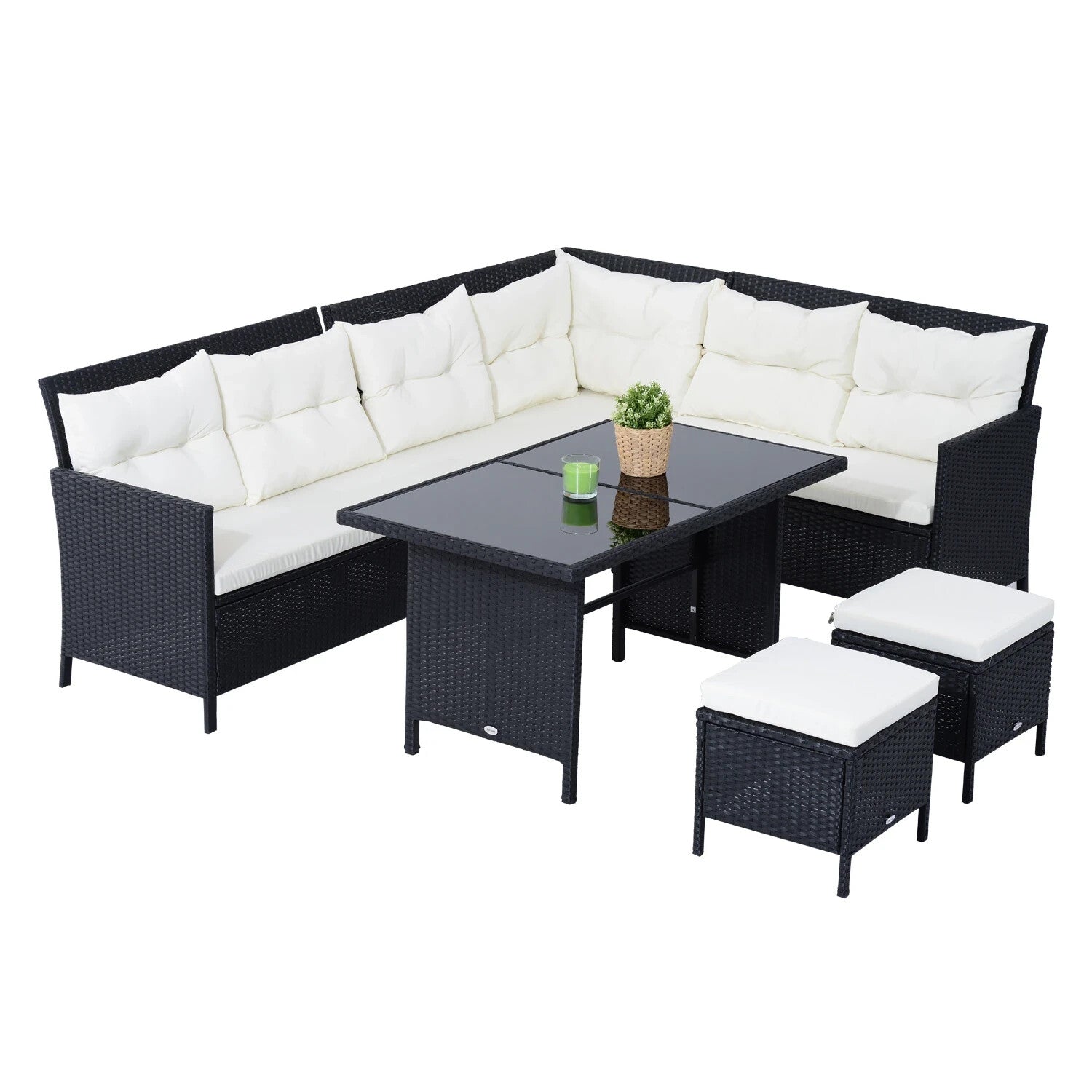 8 Seater Rattan Sofa Set Outdoor Garden Patio Furniture Dining Seating Black Set - Home and Garden Furniture Shop - rustic - furniture