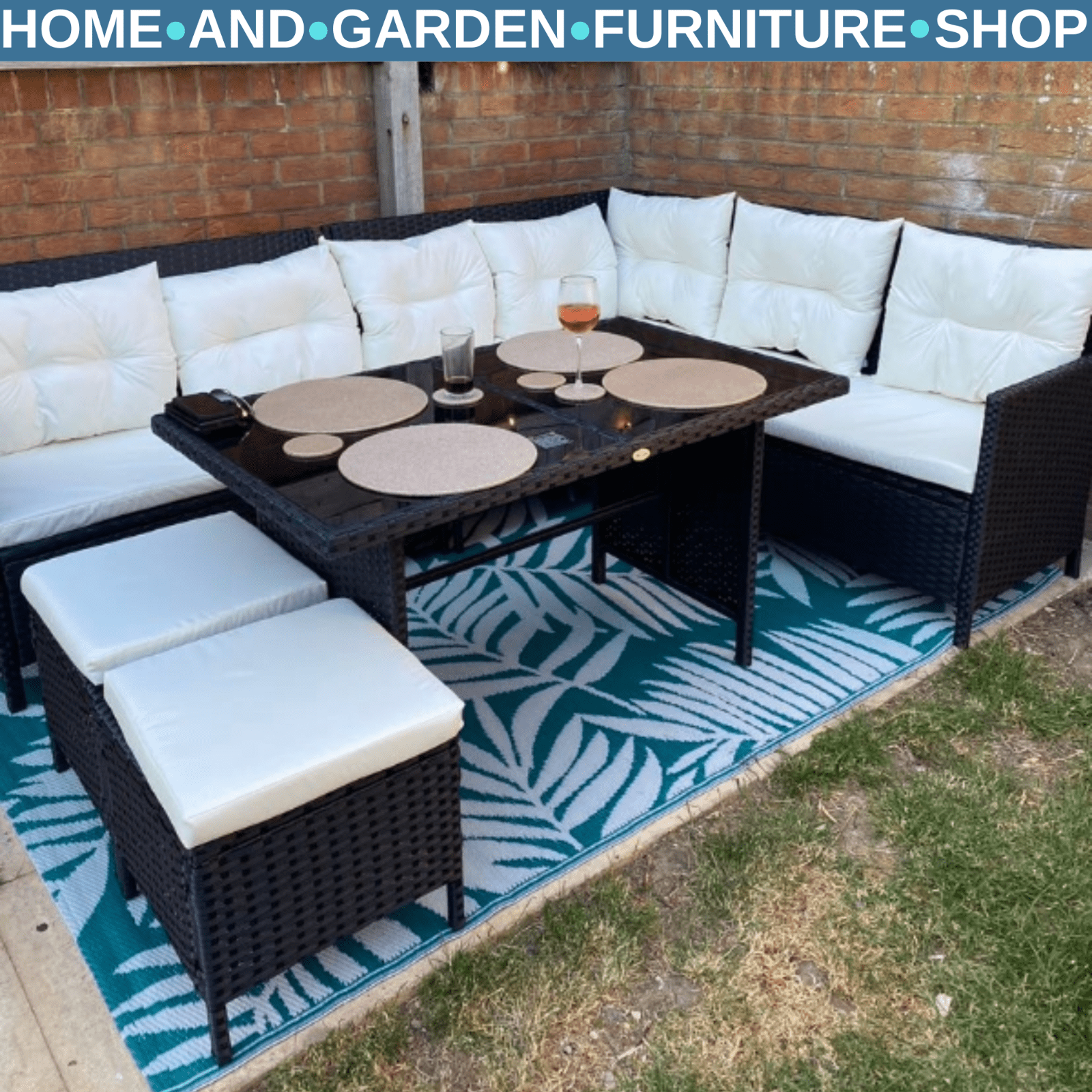 8 Seater Rattan Sofa Set Outdoor Garden Patio Furniture Dining Seating Black Set - Home and Garden Furniture Shop - rustic - furniture