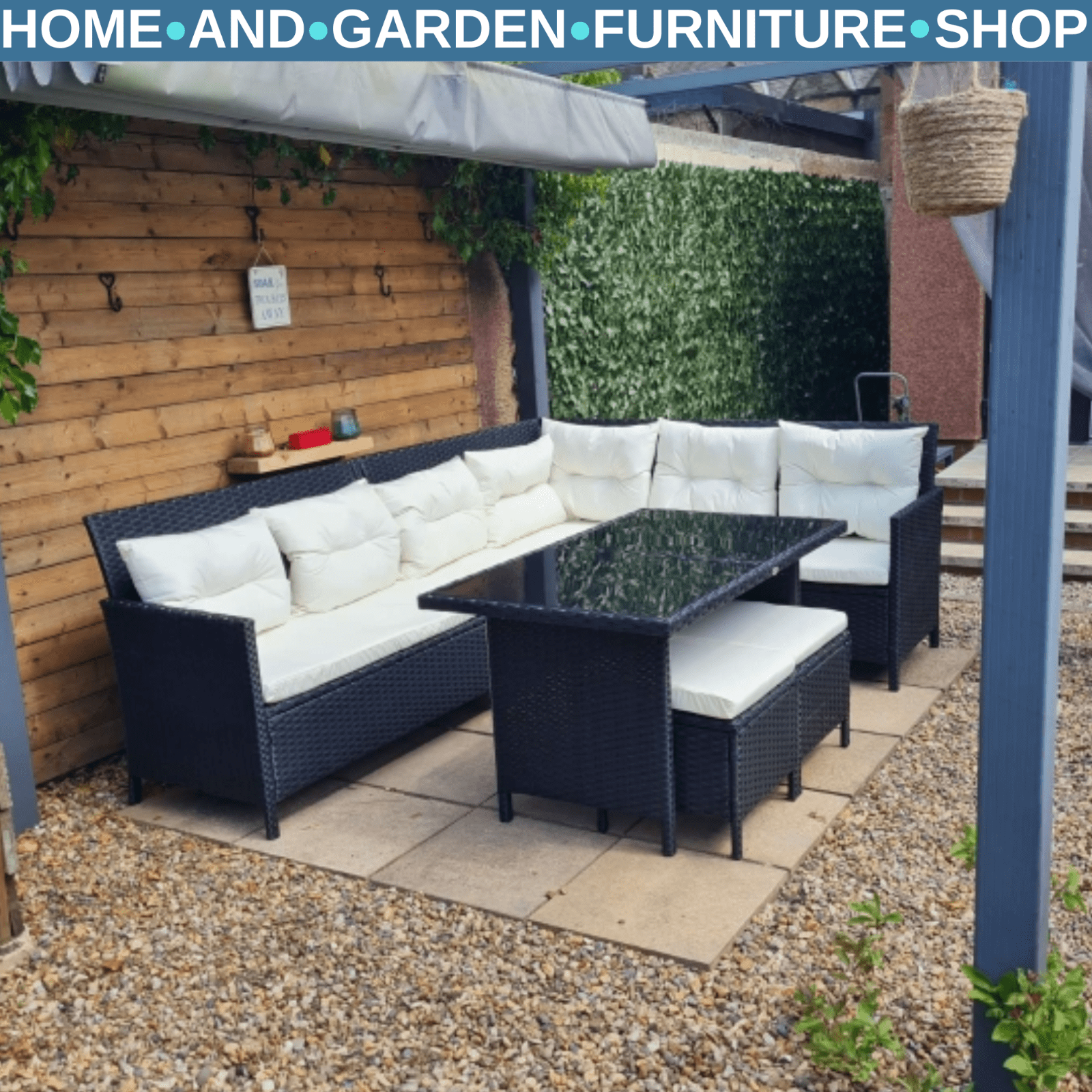 8 Seater Rattan Sofa Set Outdoor Garden Patio Furniture Dining Seating Black Set - Home and Garden Furniture Shop - rustic - furniture