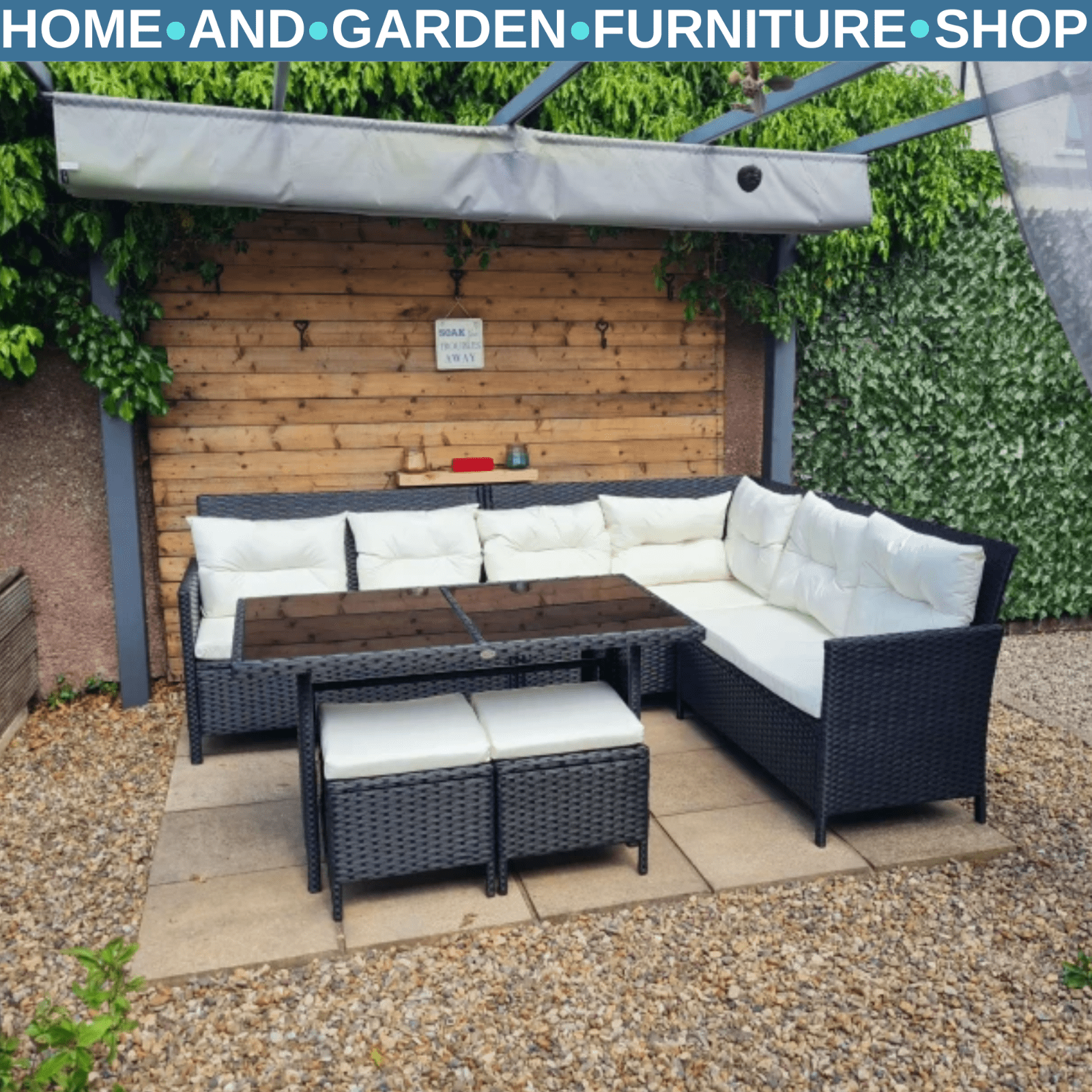 8 Seater Rattan Sofa Set Outdoor Garden Patio Furniture Dining Seating Black Set - Home and Garden Furniture Shop - rustic - furniture