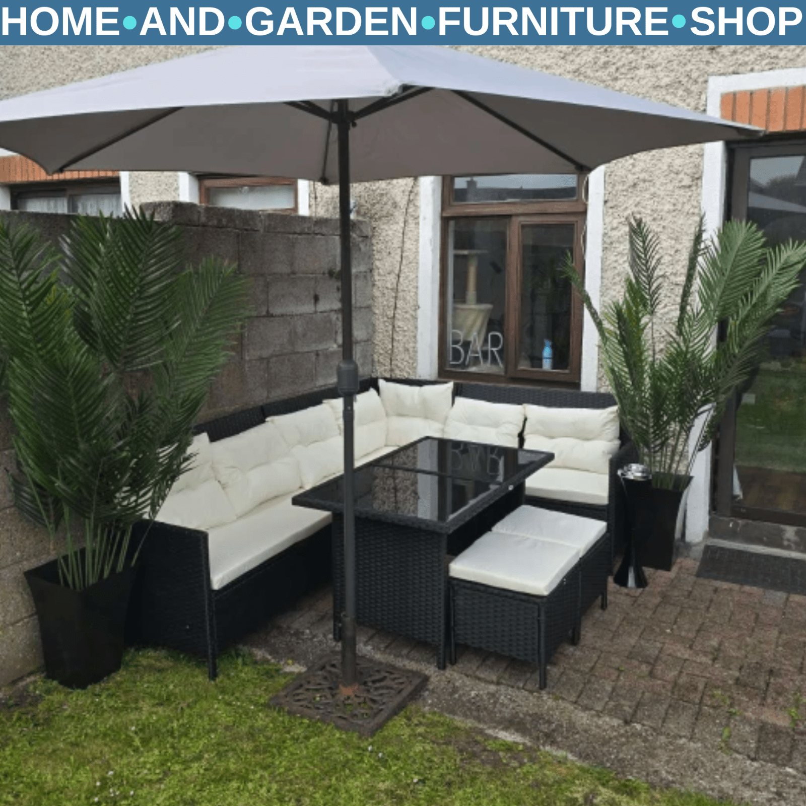 8 Seater Rattan Sofa Set Outdoor Garden Patio Furniture Dining Seating Black Set - Home and Garden Furniture Shop - rustic - furniture