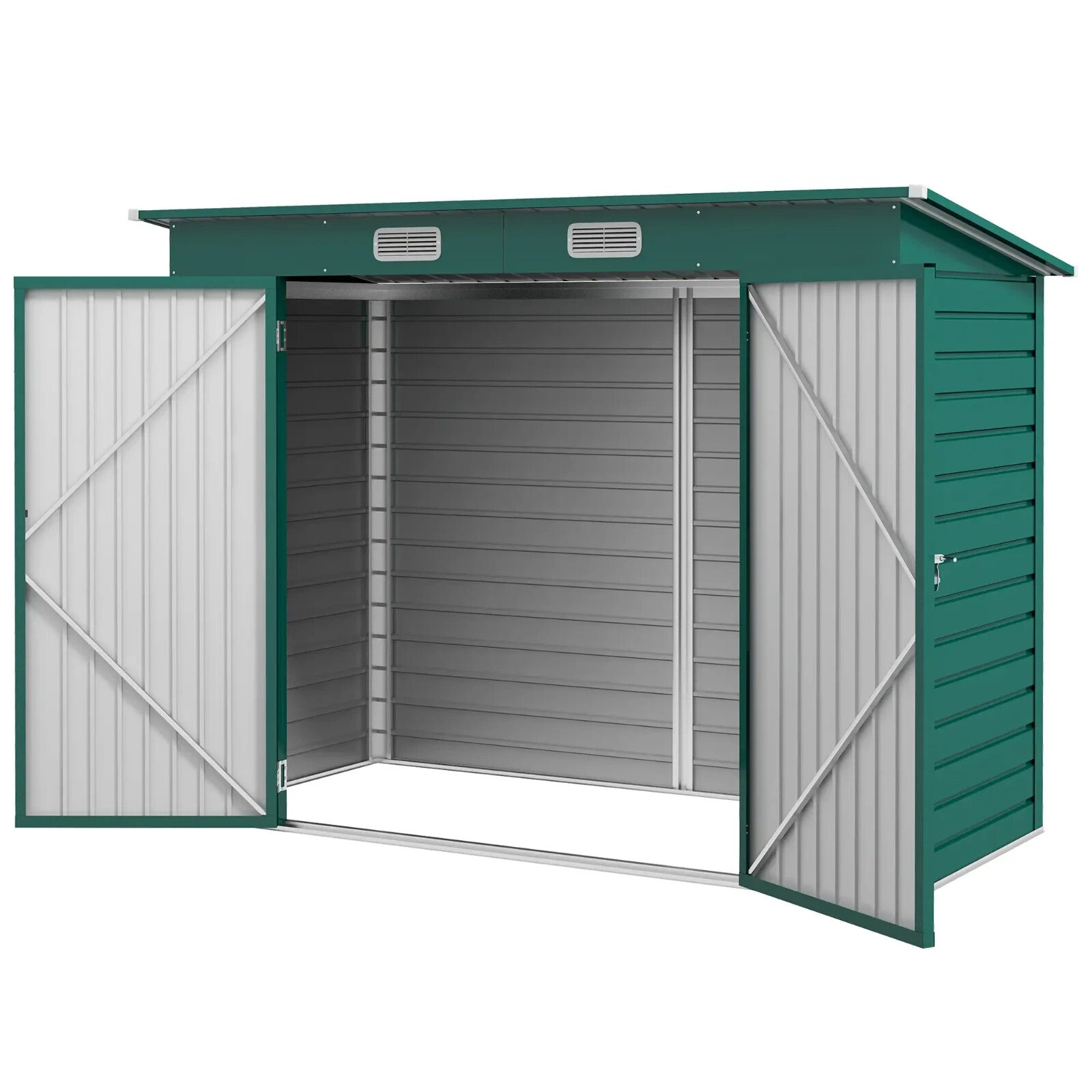 8 x 4FT Metal Garden Storage Shed with Double Doors Green Lean To Patio Shed - Home and Garden Furniture Shop - rustic - furniture