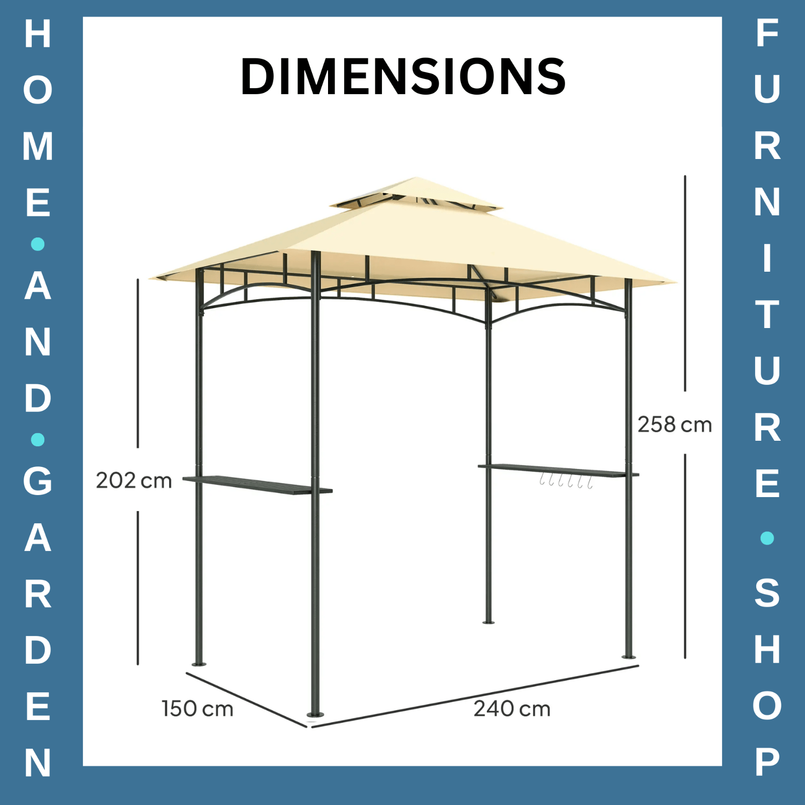 8' x 5' BBQ Gazebo Double Tiered Outdoor Grill Shelter Roof Beige Patio Shelter - Home and Garden Furniture Shop - #rustic - furniture#