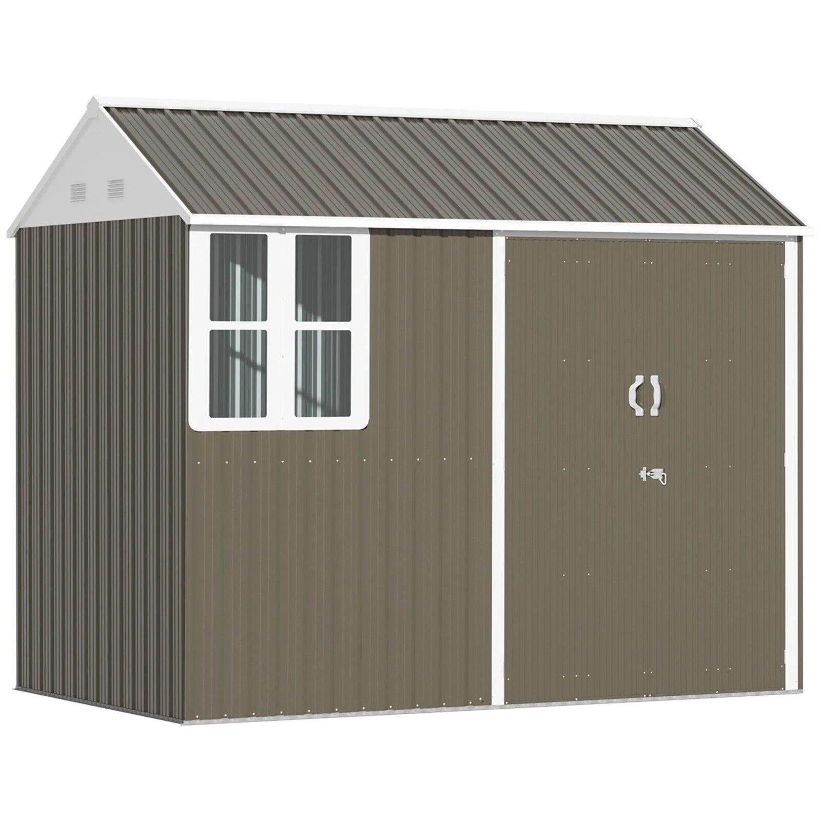 8 x 6 ft Galvanised Garden Shed Metal Storage with Double Doors Window and Vents - Home and Garden Furniture Shop - rustic - furniture