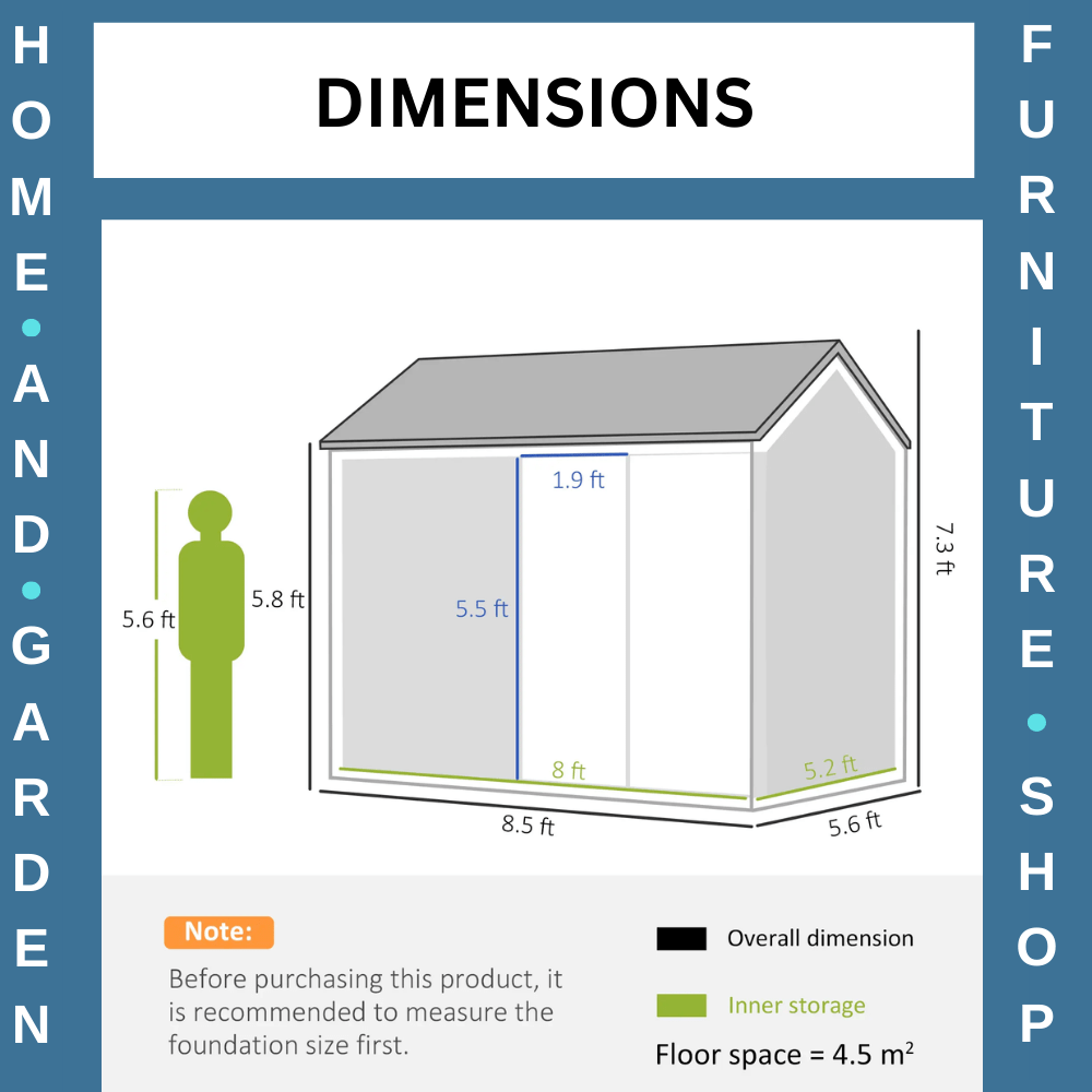 8 x 6 ft Galvanised Garden Shed Metal Storage with Double Doors Window and Vents - Home and Garden Furniture Shop - rustic - furniture