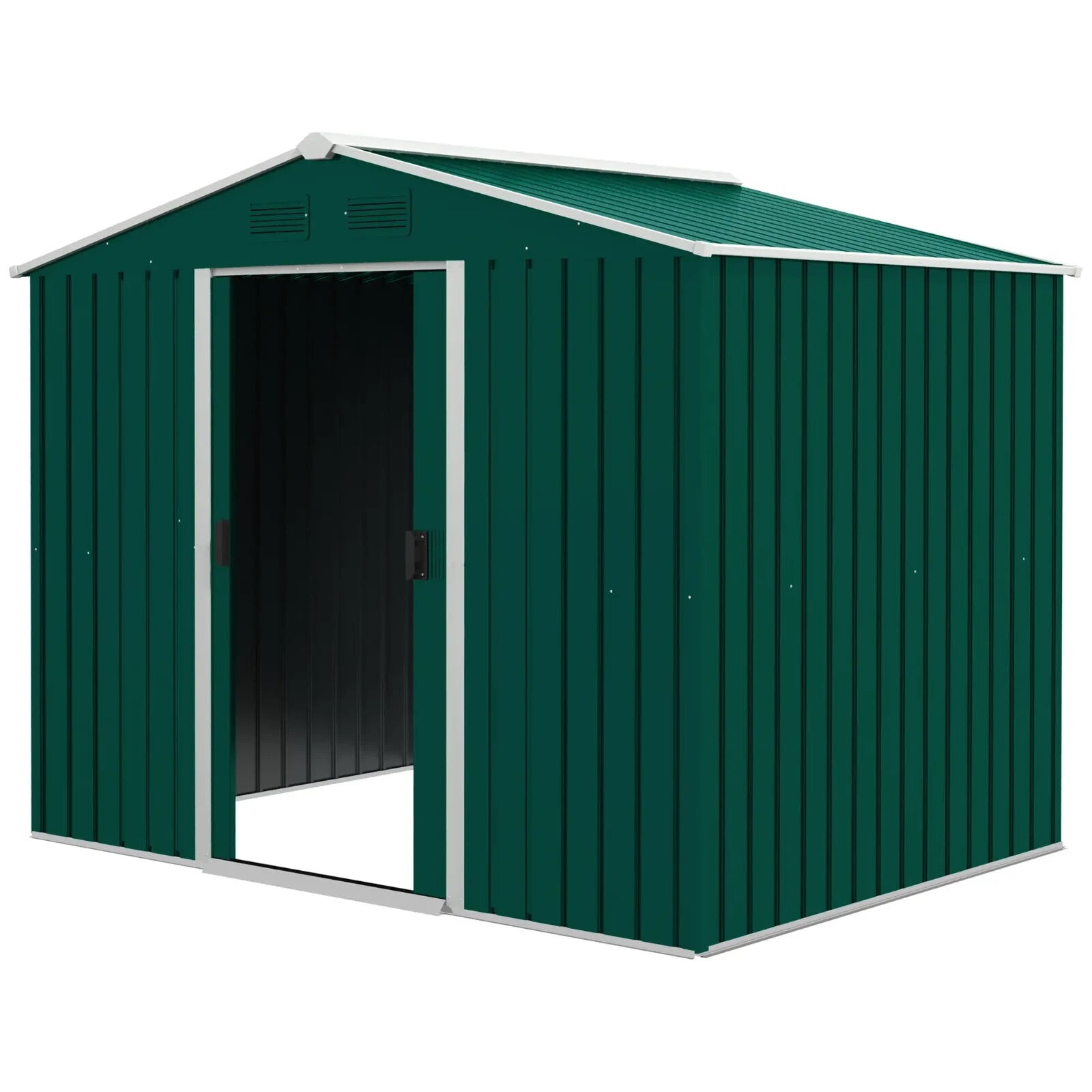 8 x 6ft Metal Garden Storage Shed Double Sliding Door Outdoor Utility Shed Green - Home and Garden Furniture Shop - rustic - furniture