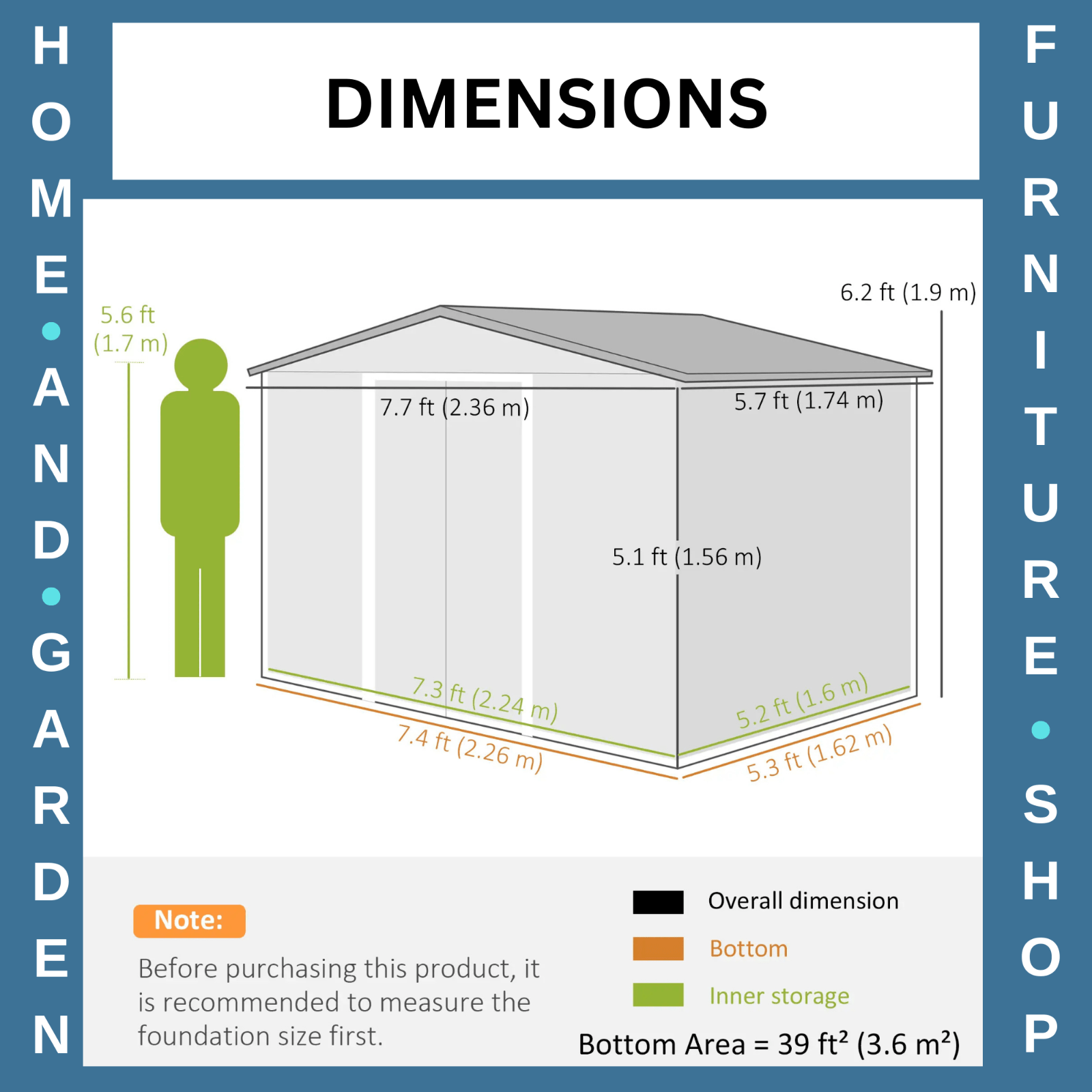 8 x 6ft Metal Garden Storage Shed Double Sliding Door Outdoor Utility Shed Green - Home and Garden Furniture Shop - rustic - furniture