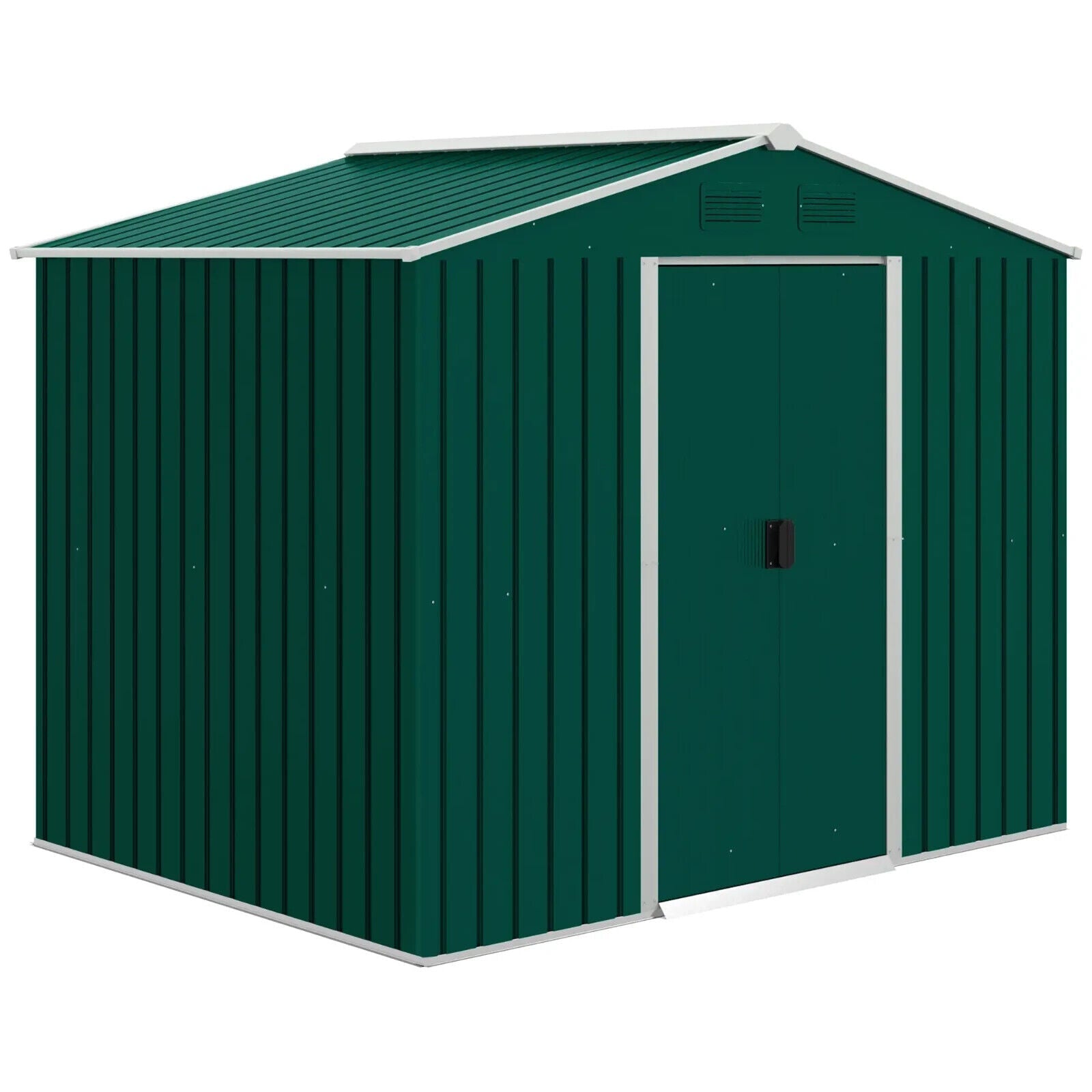 8 x 6ft Metal Garden Storage Shed Double Sliding Door Outdoor Utility Shed Green - Home and Garden Furniture Shop - #rustic - furniture#