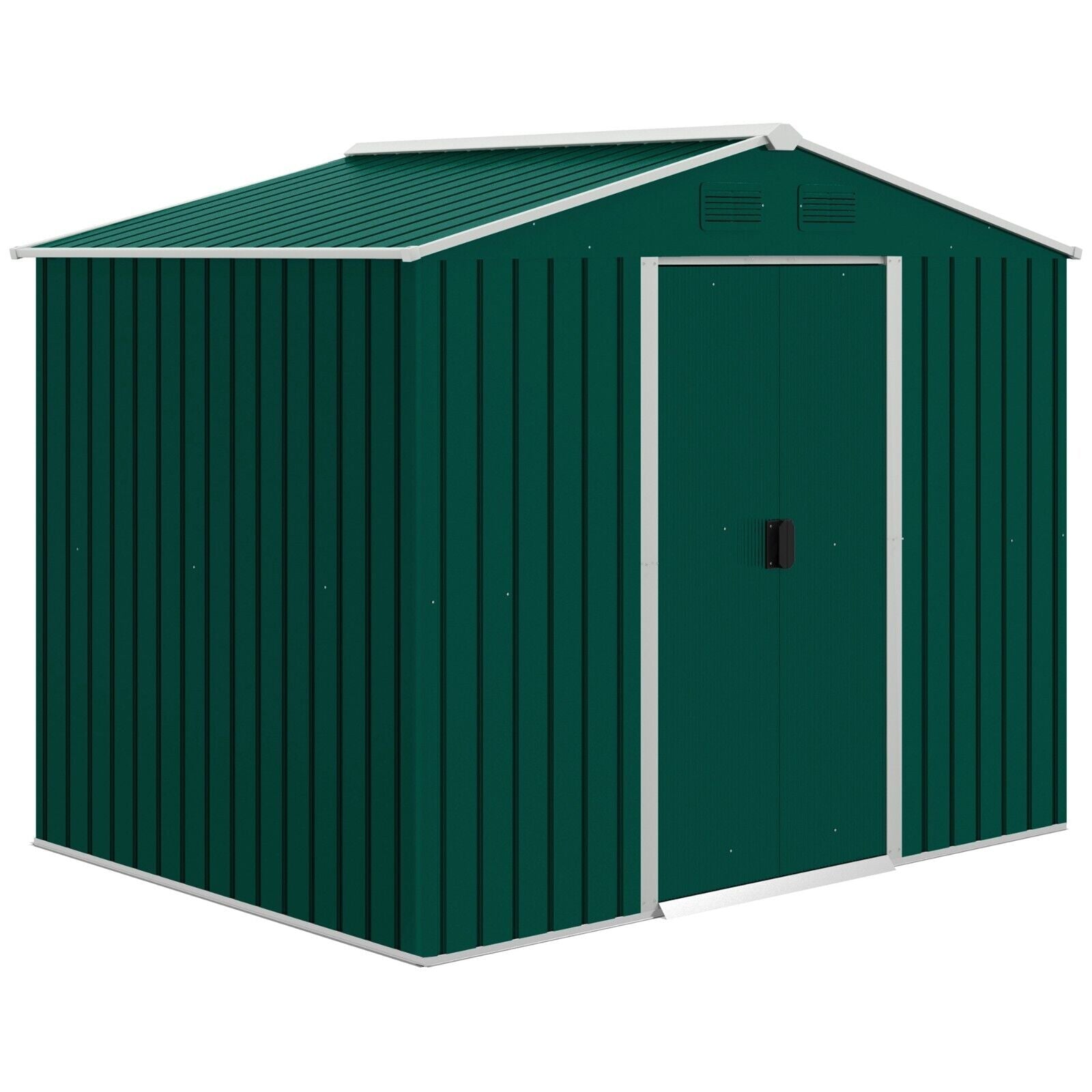 8 x 6ft Metal Garden Storage Shed Double Sliding Door Outdoor Utility Shed Green - Home and Garden Furniture Shop - #rustic - furniture#