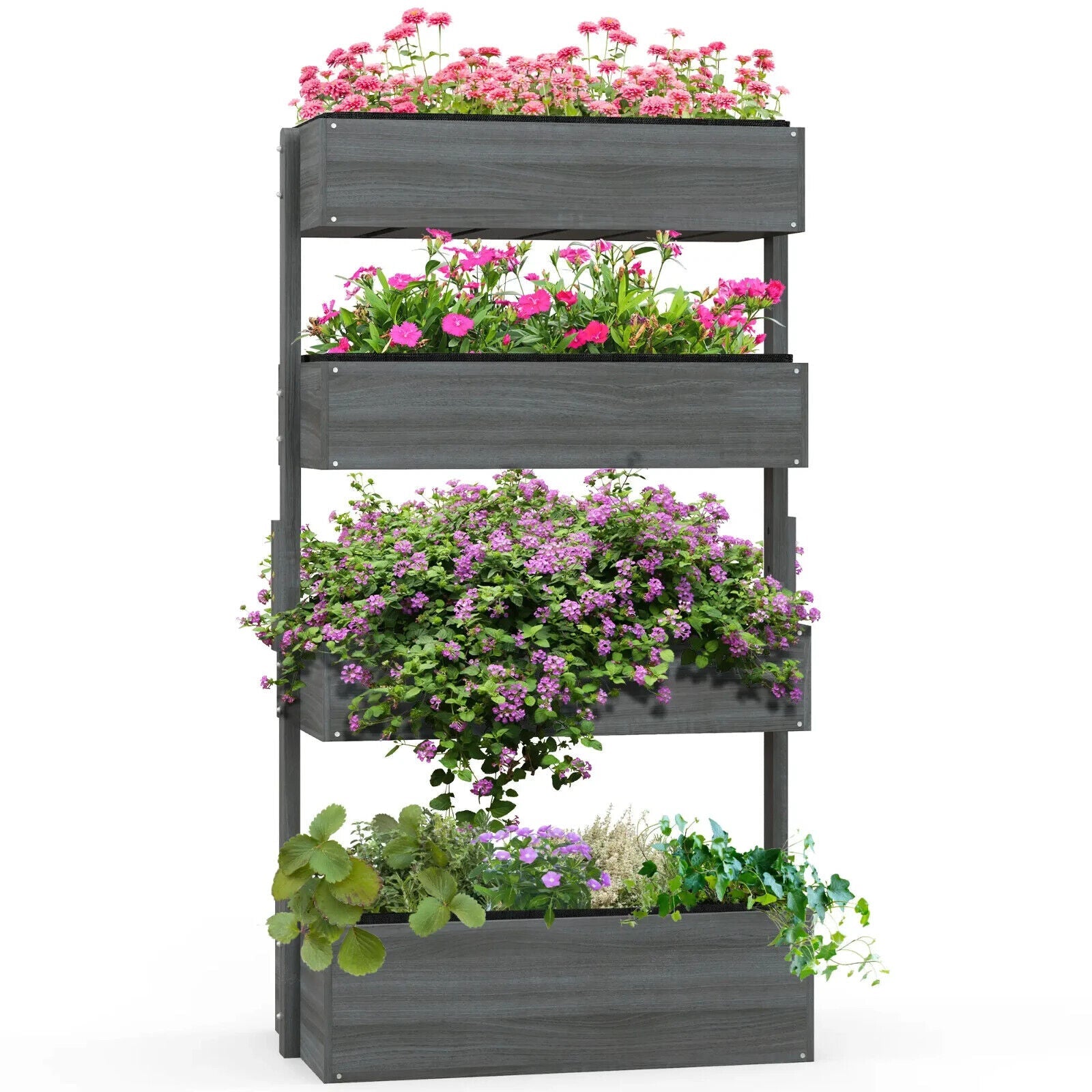 80×45×142 cm 4 Tier Raised Garden Bed Fir Wood Vertical Planter Elevated Stand - Home and Garden Furniture Shop - #rustic - furniture#