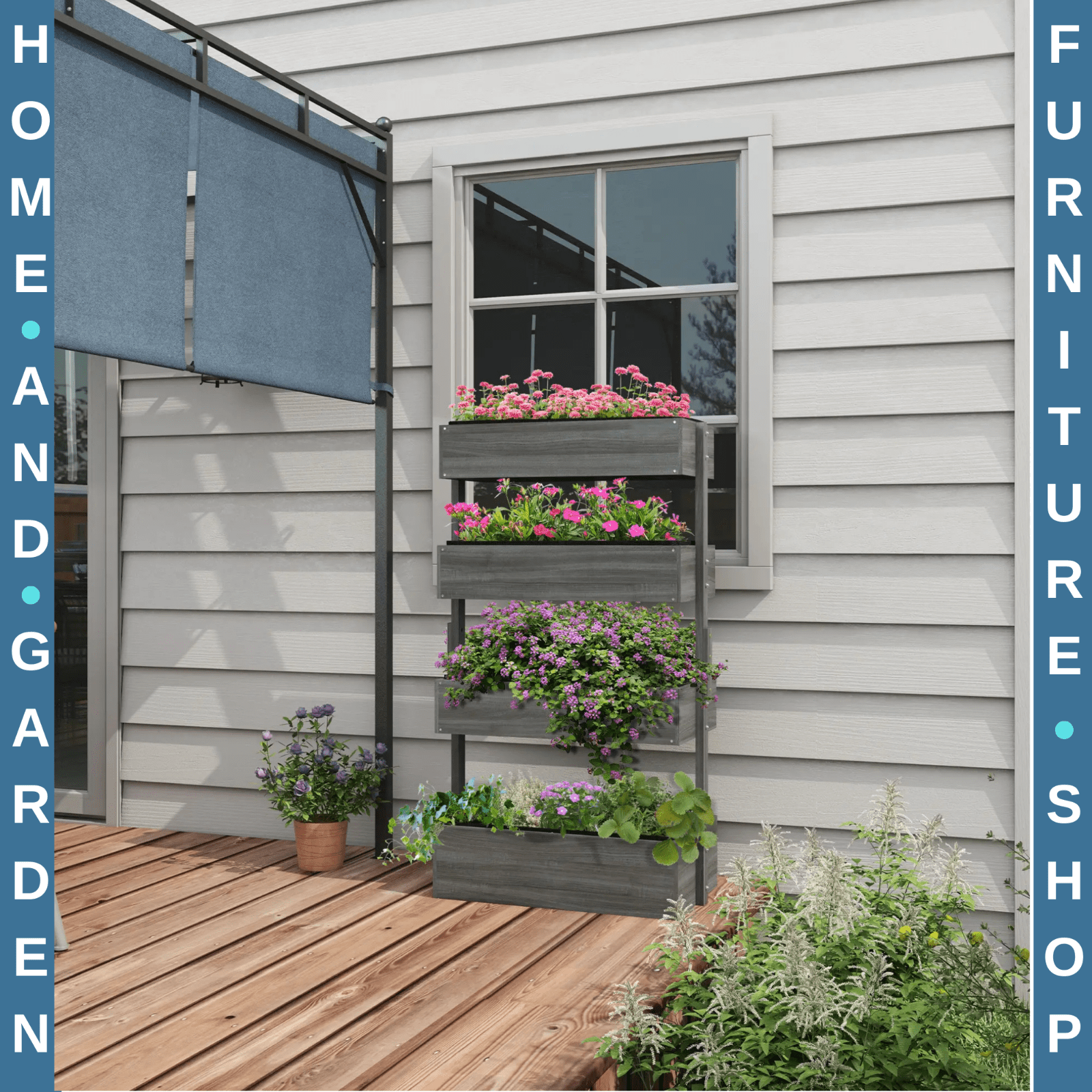 80×45×142 cm 4 Tier Raised Garden Bed Fir Wood Vertical Planter Elevated Stand - Home and Garden Furniture Shop - rustic - furniture