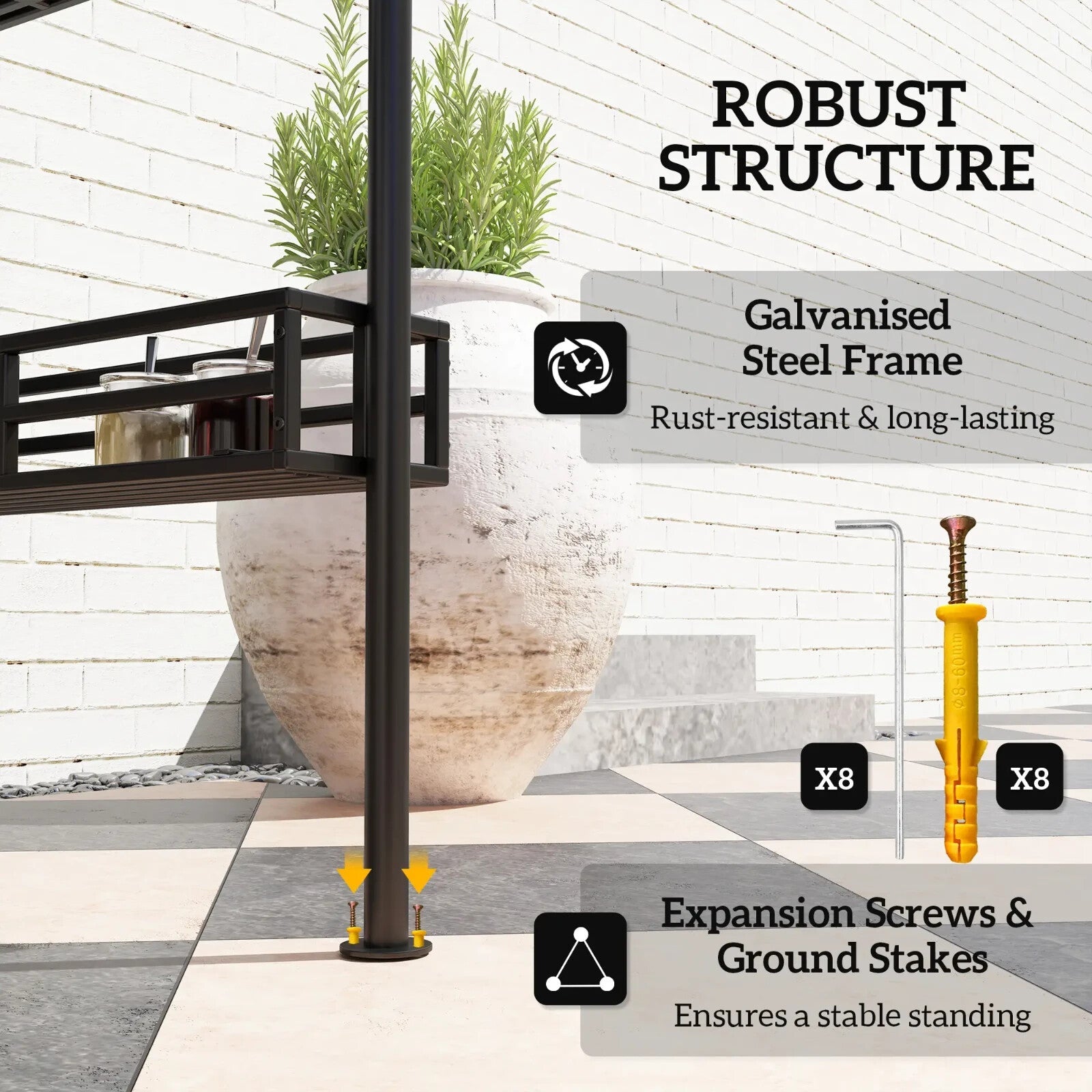8×5 ft Grill Gazebo BBQ Shelter w/ Double Tier Roof Side Shelves&Storage Baskets - Home and Garden Furniture Shop - rustic - furniture