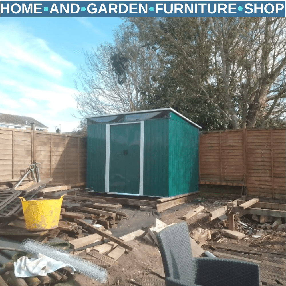 8.5 x 6ft Garden Shed Storage Tool Organizer with Sliding Door Vent Green - Home and Garden Furniture Shop - rustic - furniture