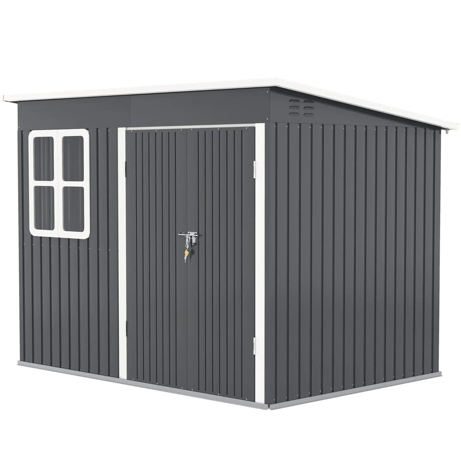 8.5 x 6ft Metal Garden Storage Shed with Window Lockable Doors Foundation Kit - Home and Garden Furniture Shop - #rustic - furniture#