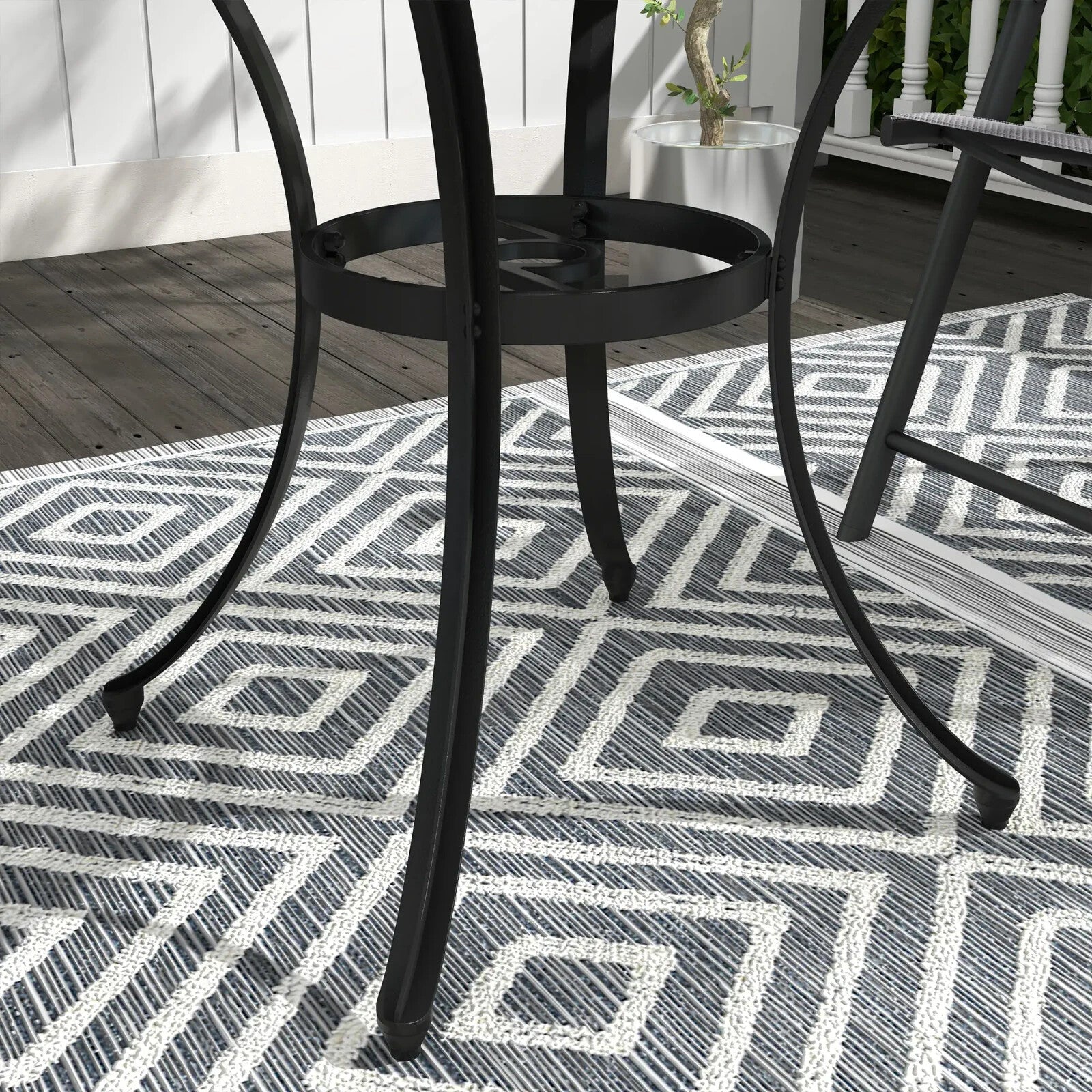 85cm Cast Aluminium Round Bistro Table w/ Umbrella Hole Garden Patio Outdoor Use - Home and Garden Furniture Shop - rustic - furniture