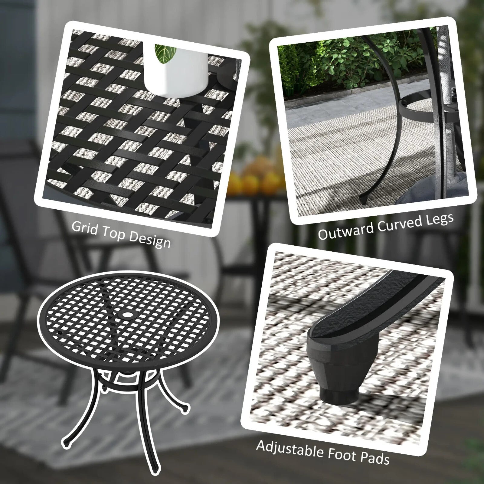 85cm Cast Aluminium Round Bistro Table w/ Umbrella Hole Garden Patio Outdoor Use - Home and Garden Furniture Shop - rustic - furniture