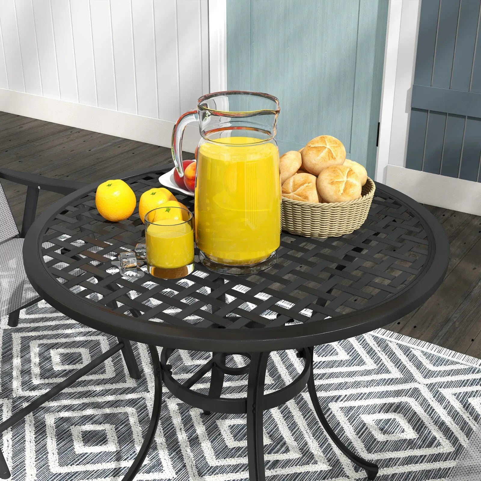 85cm Cast Aluminium Round Bistro Table w/ Umbrella Hole Garden Patio Outdoor Use - Home and Garden Furniture Shop - rustic - furniture