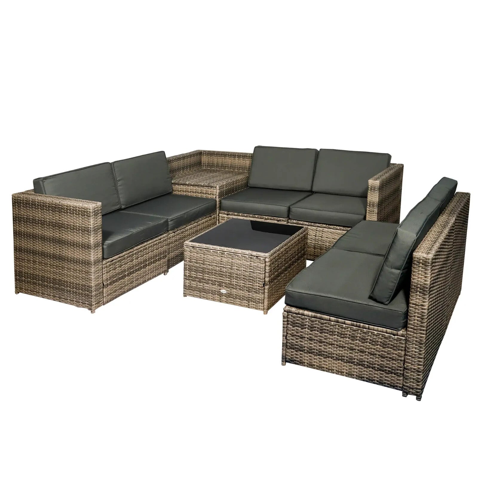 8Pcs Patio Rattan Corner Sofa Set Garden Furniture Side Table Cushion 6 Seater - Home and Garden Furniture Shop - rustic - furniture