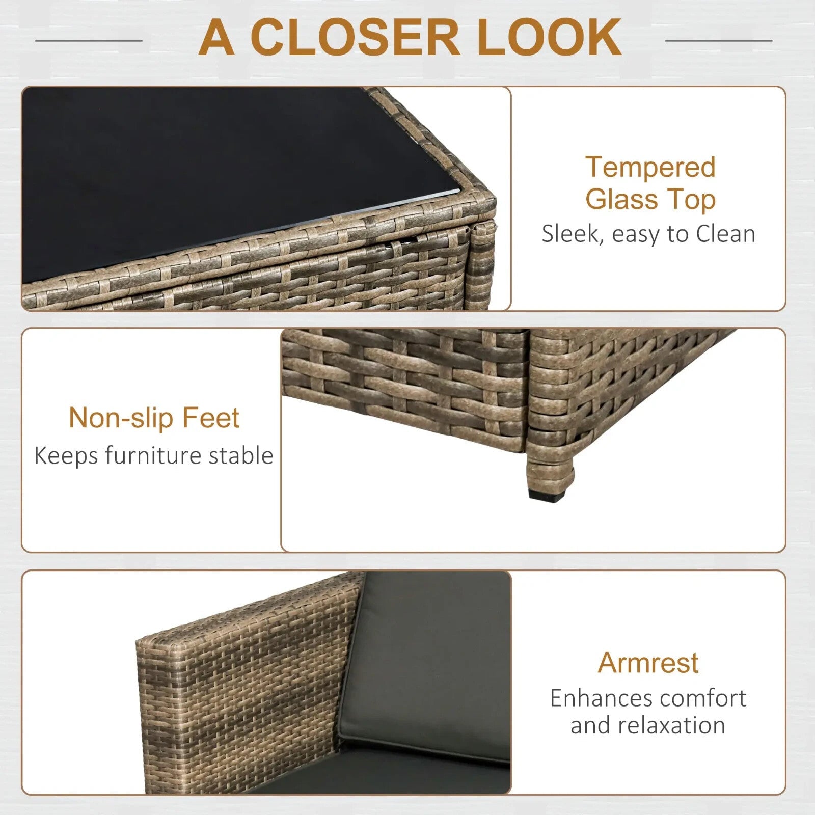 8Pcs Patio Rattan Corner Sofa Set Garden Furniture Side Table Cushion 6 Seater - Home and Garden Furniture Shop - rustic - furniture