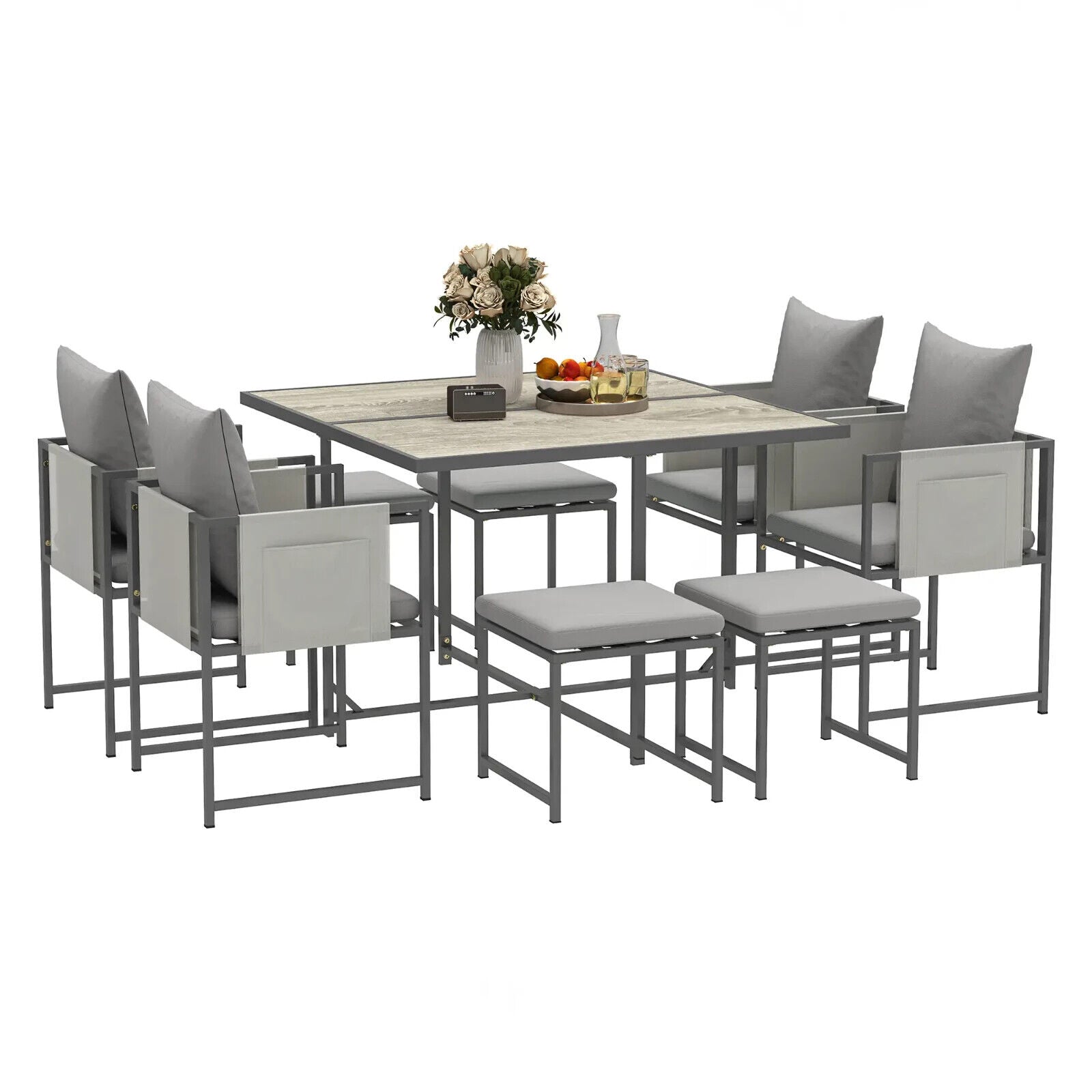 9 Pcs Cube Garden Dining Set 8 Seat Outdoor Furniture w/ Cushion Table and Chair - Home and Garden Furniture Shop - #rustic - furniture#