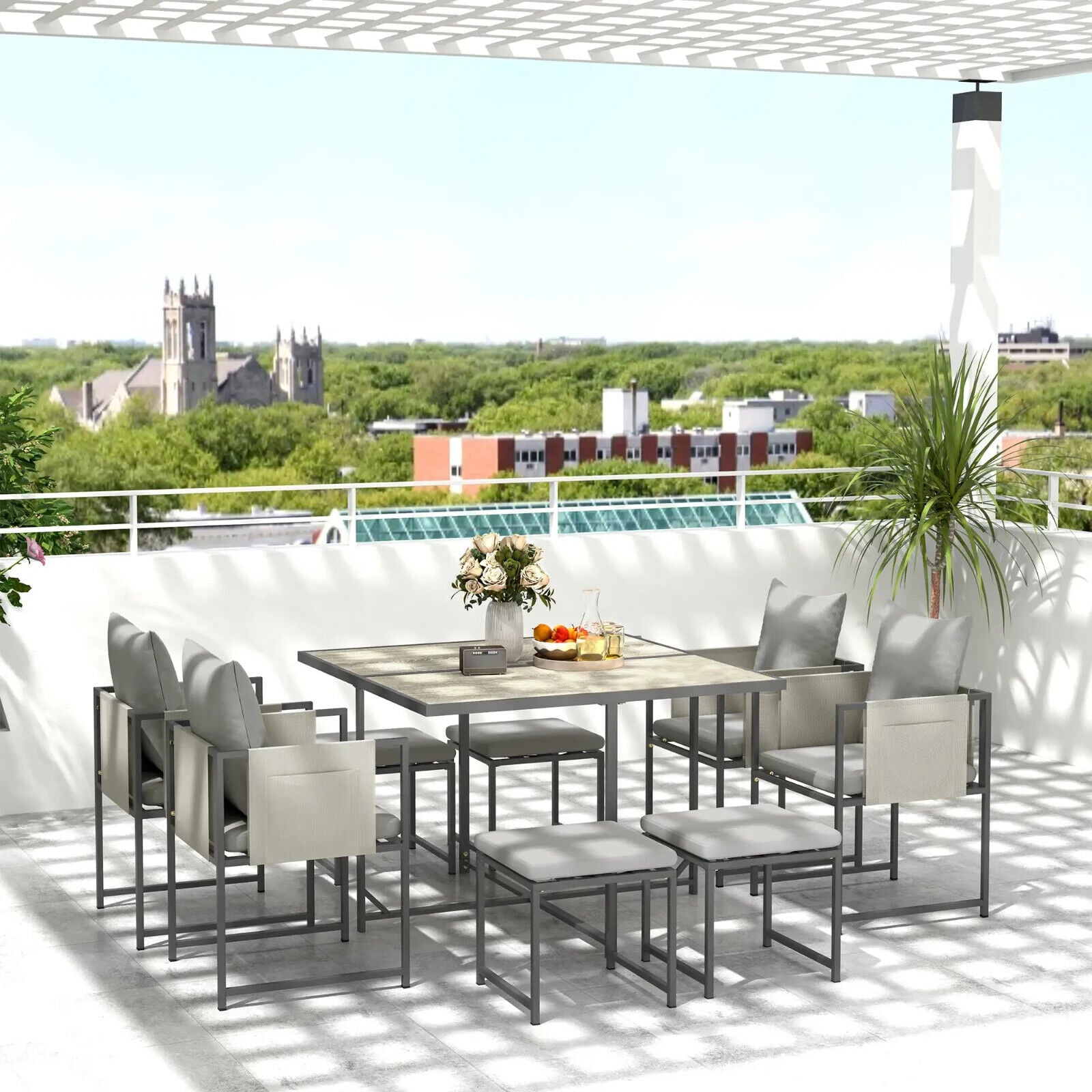 9 Pcs Cube Garden Dining Set 8 Seat Outdoor Furniture w/ Cushion Table and Chair - Home and Garden Furniture Shop - #rustic - furniture#
