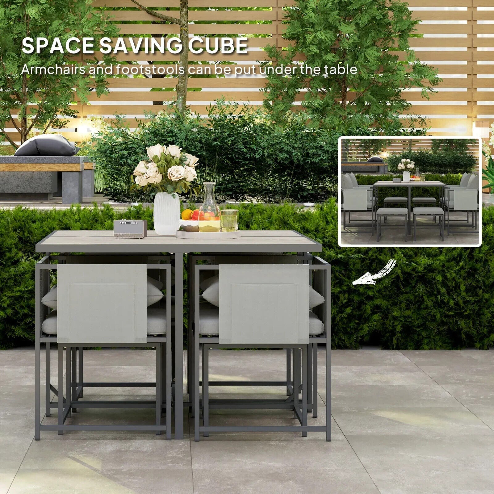 9 Pcs Cube Garden Dining Set 8 Seat Outdoor Furniture w/ Cushion Table and Chair - Home and Garden Furniture Shop - #rustic - furniture#