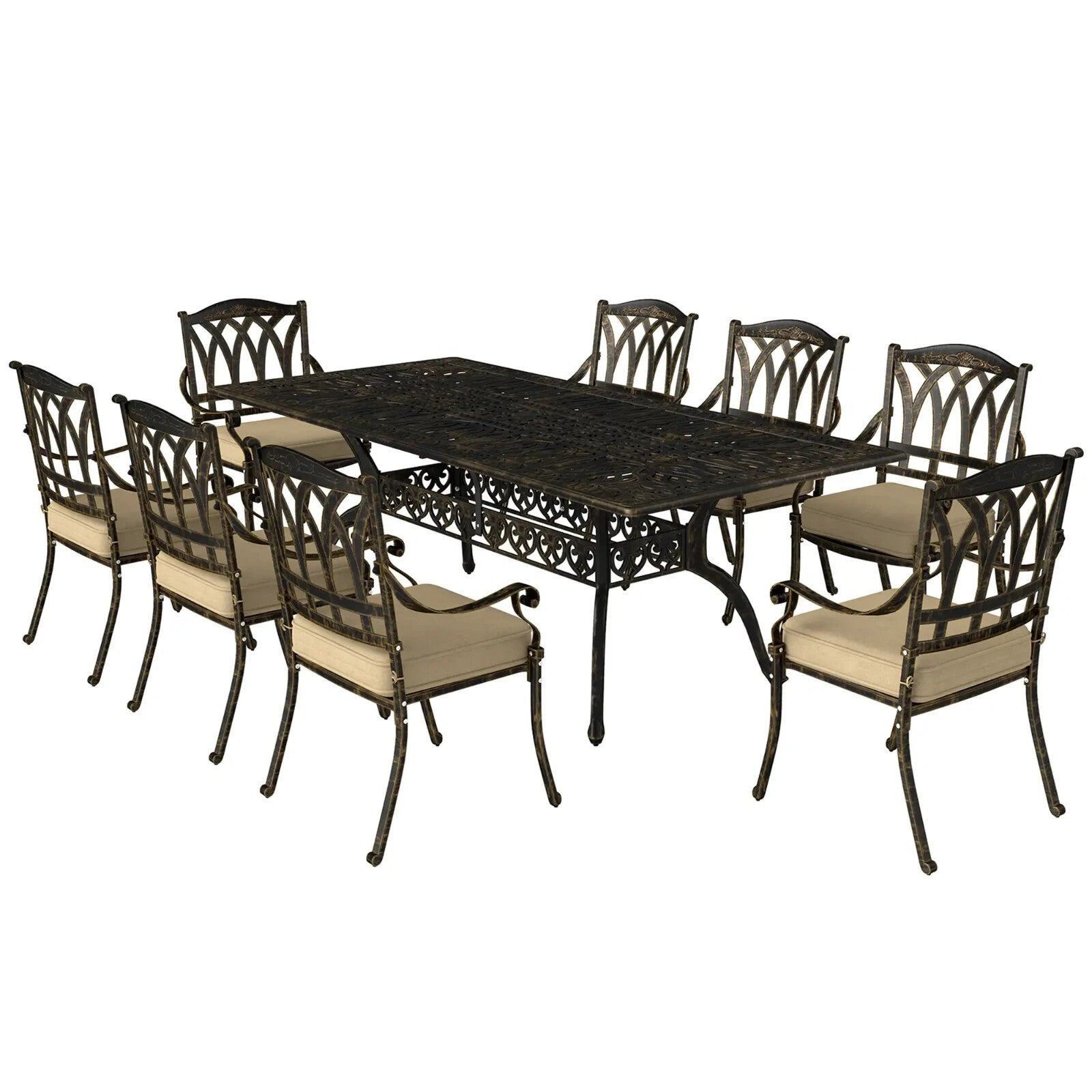 9 Piece Cast Aluminium Garden Dining Set Outdoor Table & Chairs Patio Furniture - Home and Garden Furniture Shop - rustic - furniture