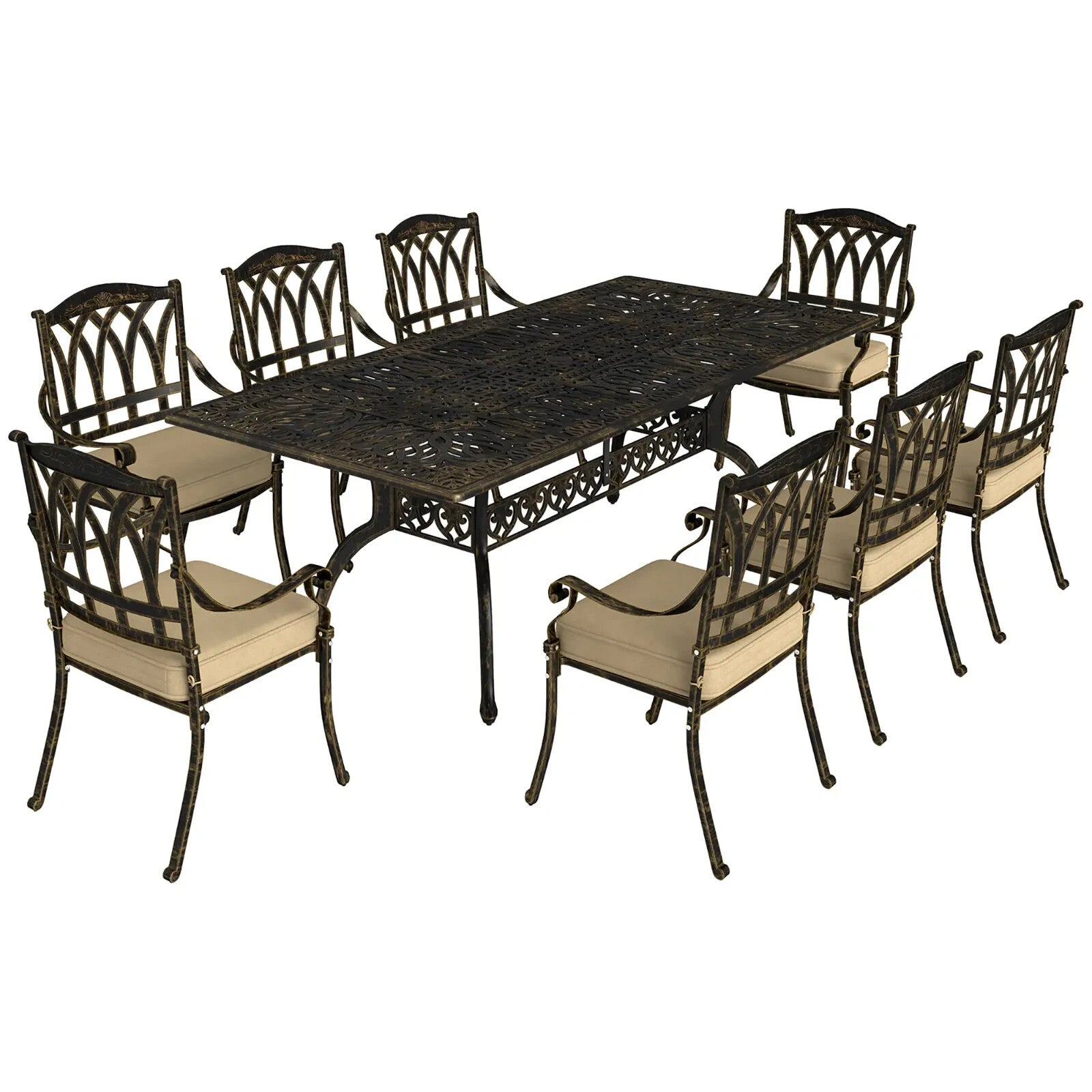9 Piece Cast Aluminium Garden Dining Set Outdoor Table & Chairs Patio Furniture - Home and Garden Furniture Shop - rustic - furniture