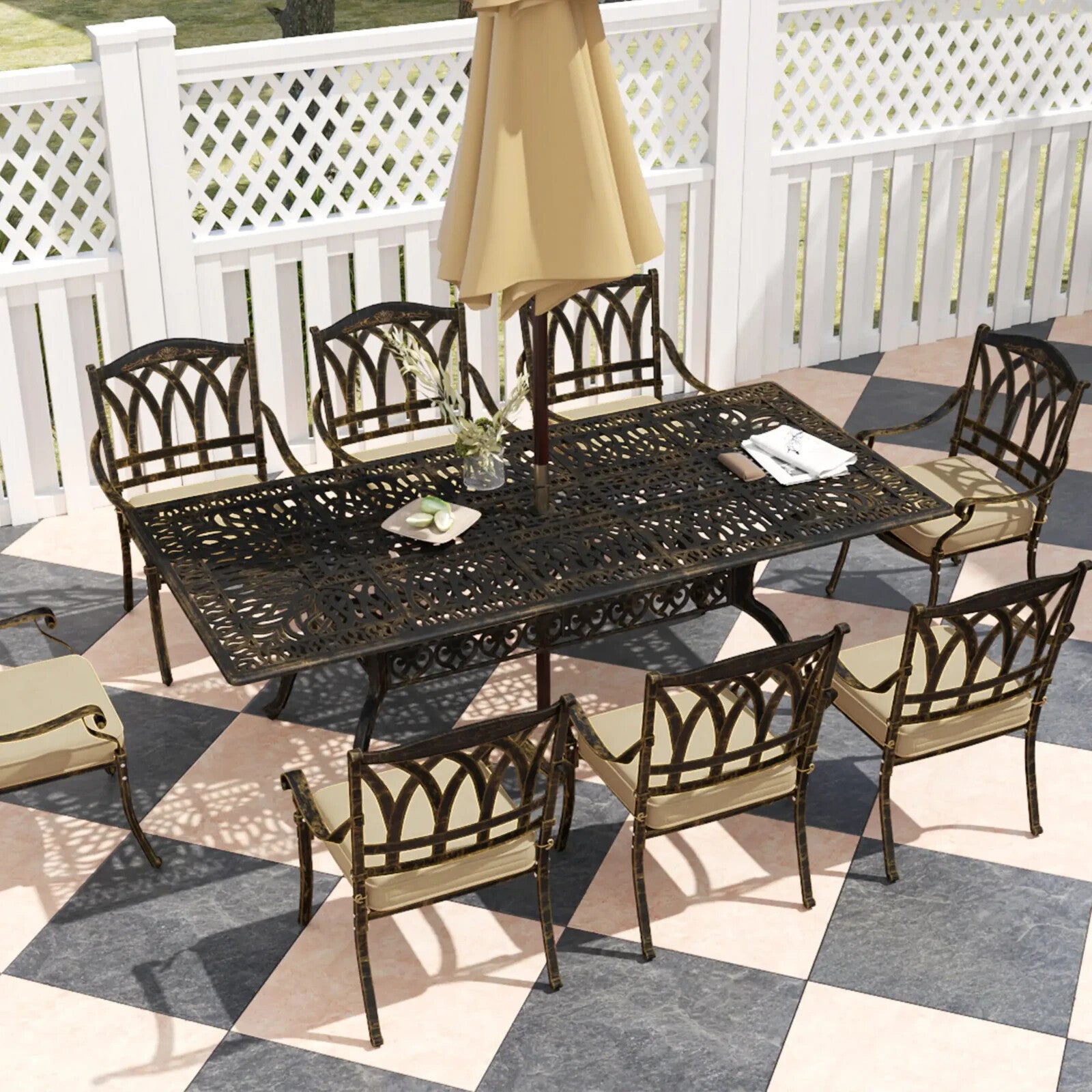 9 Piece Cast Aluminium Garden Dining Set Outdoor Table & Chairs Patio Furniture - Home and Garden Furniture Shop - rustic - furniture