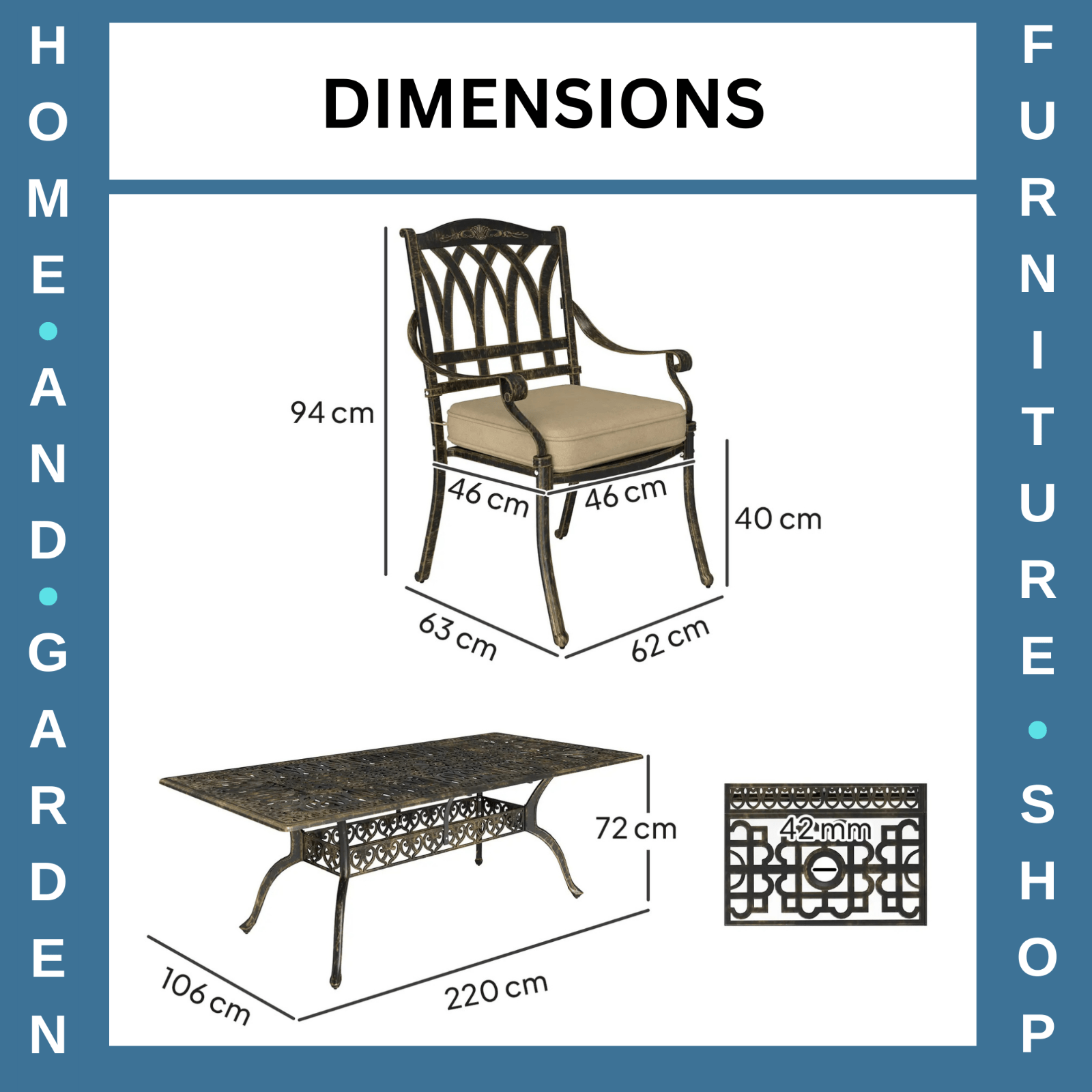 9 Piece Cast Aluminium Garden Dining Set Outdoor Table & Chairs Patio Furniture - Home and Garden Furniture Shop - rustic - furniture