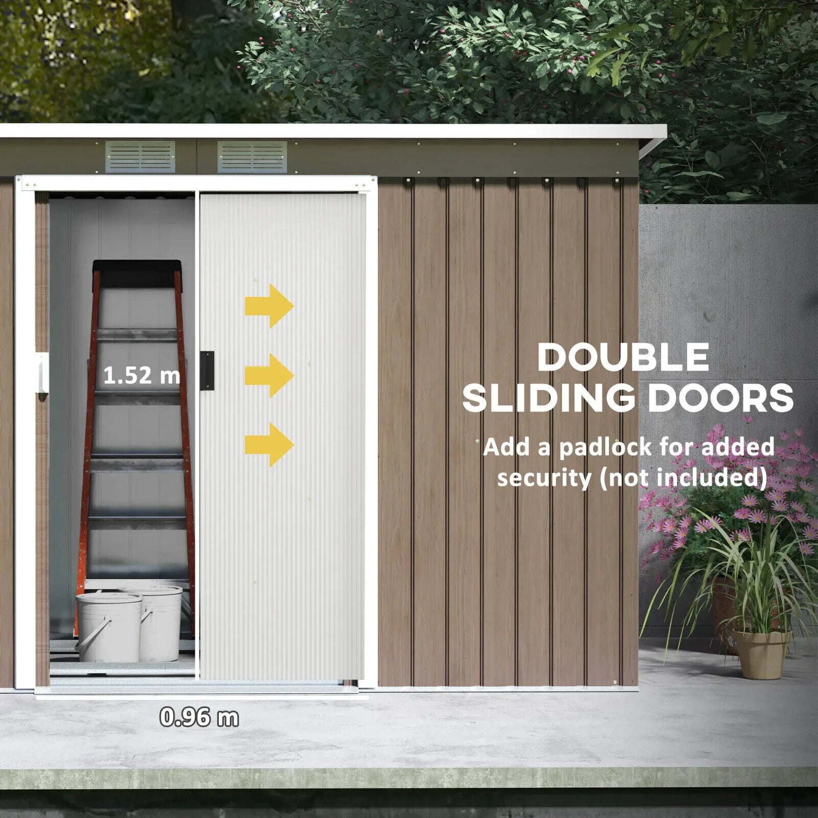 9 x 4FT Metal Garden Storage Shed with Foundation Kit Heavy Duty 2 Door Outhouse - Home and Garden Furniture Shop - #rustic - furniture#