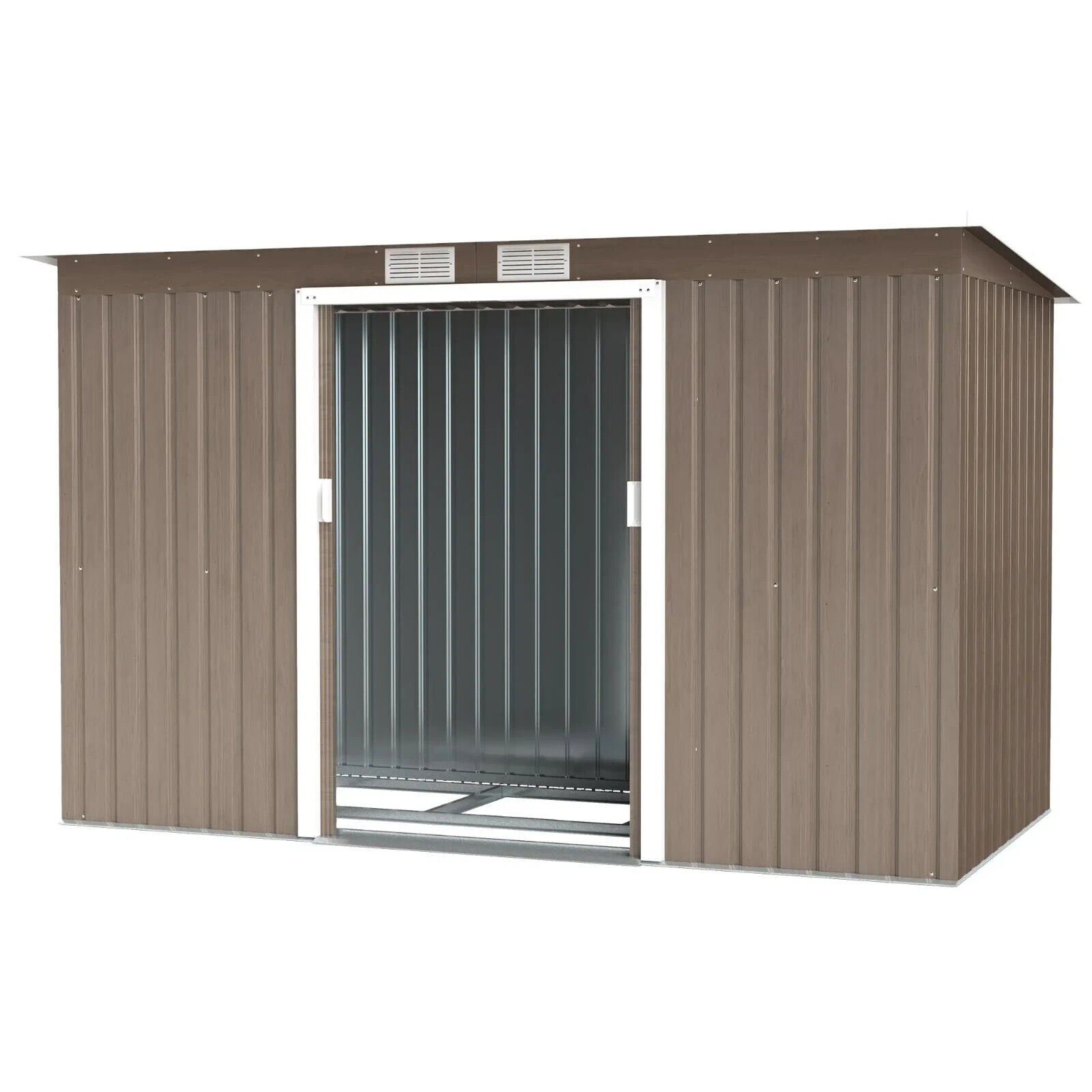 9 x 4FT Metal Garden Storage Shed with Foundation Kit Heavy Duty 2 Door Outhouse - Home and Garden Furniture Shop - #rustic - furniture#