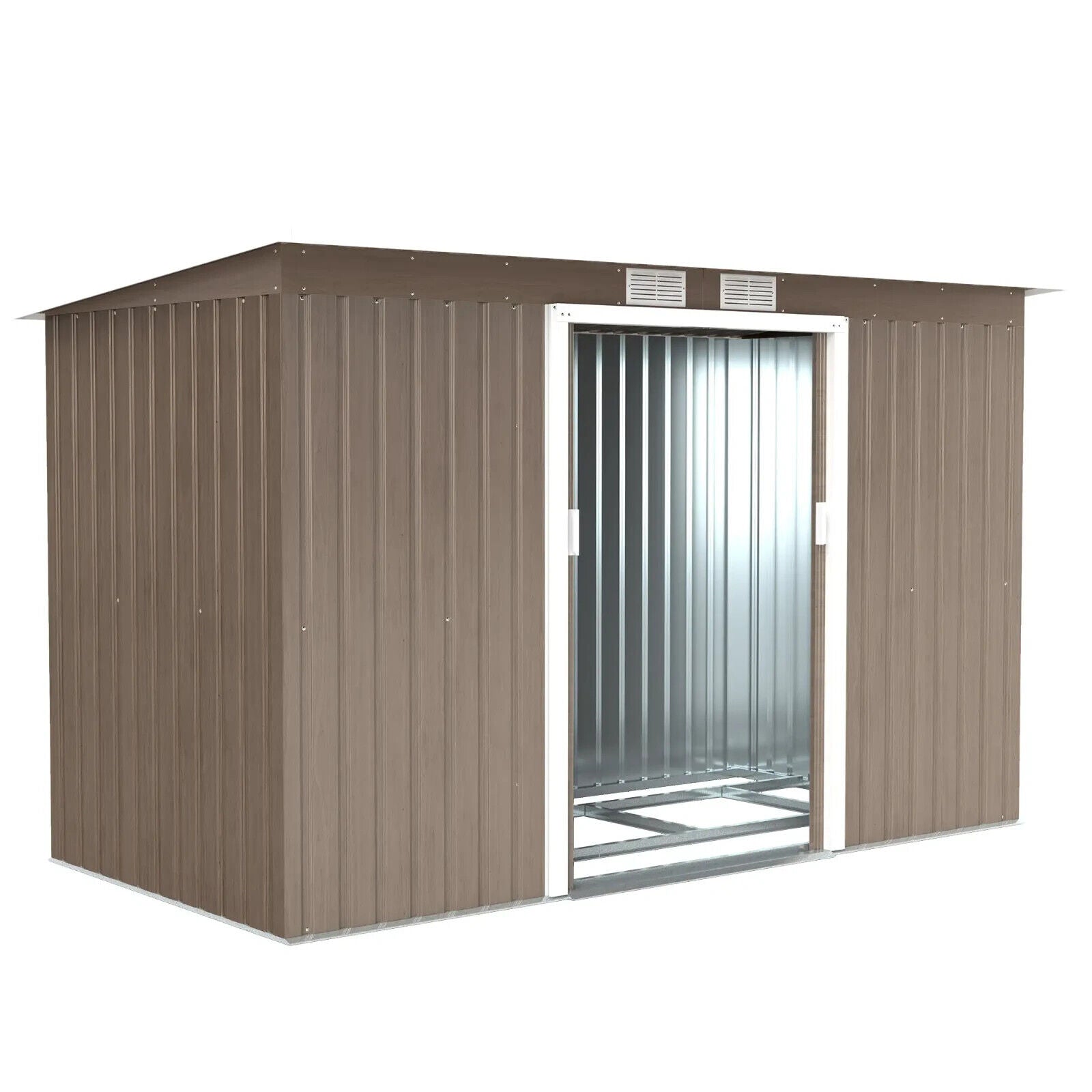 9 x 4FT Metal Garden Storage Shed with Foundation Kit Heavy Duty 2 Door Outhouse - Home and Garden Furniture Shop - #rustic - furniture#