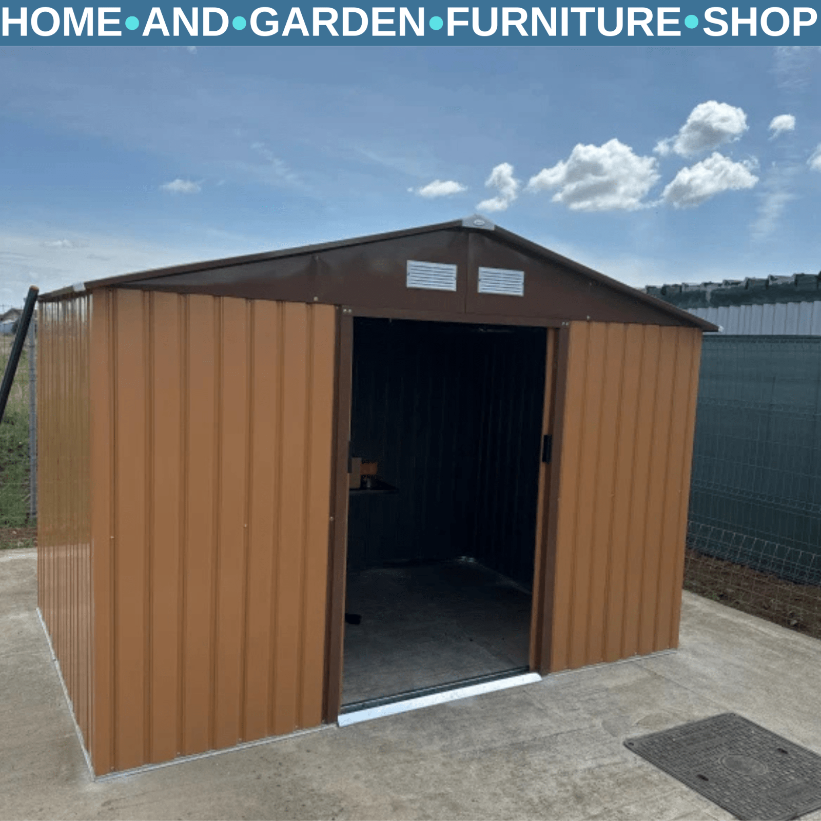 9 x 6FT Galvanised Steel Garden Storage Shed with Foundation Kit Metal Tool Shed - Home and Garden Furniture Shop - rustic - furniture