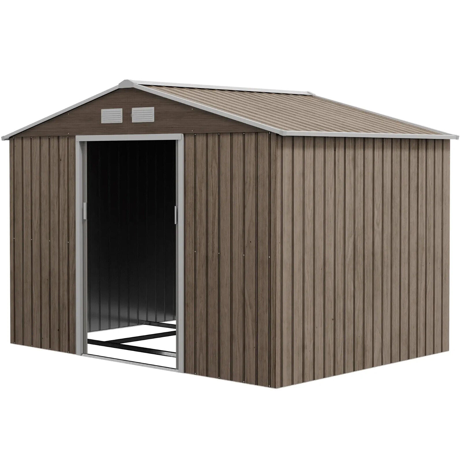 9 x 6ft Garden Metal Storage Shed with Lockable Double Doors Vents & Foundation - Home and Garden Furniture Shop - #rustic - furniture#