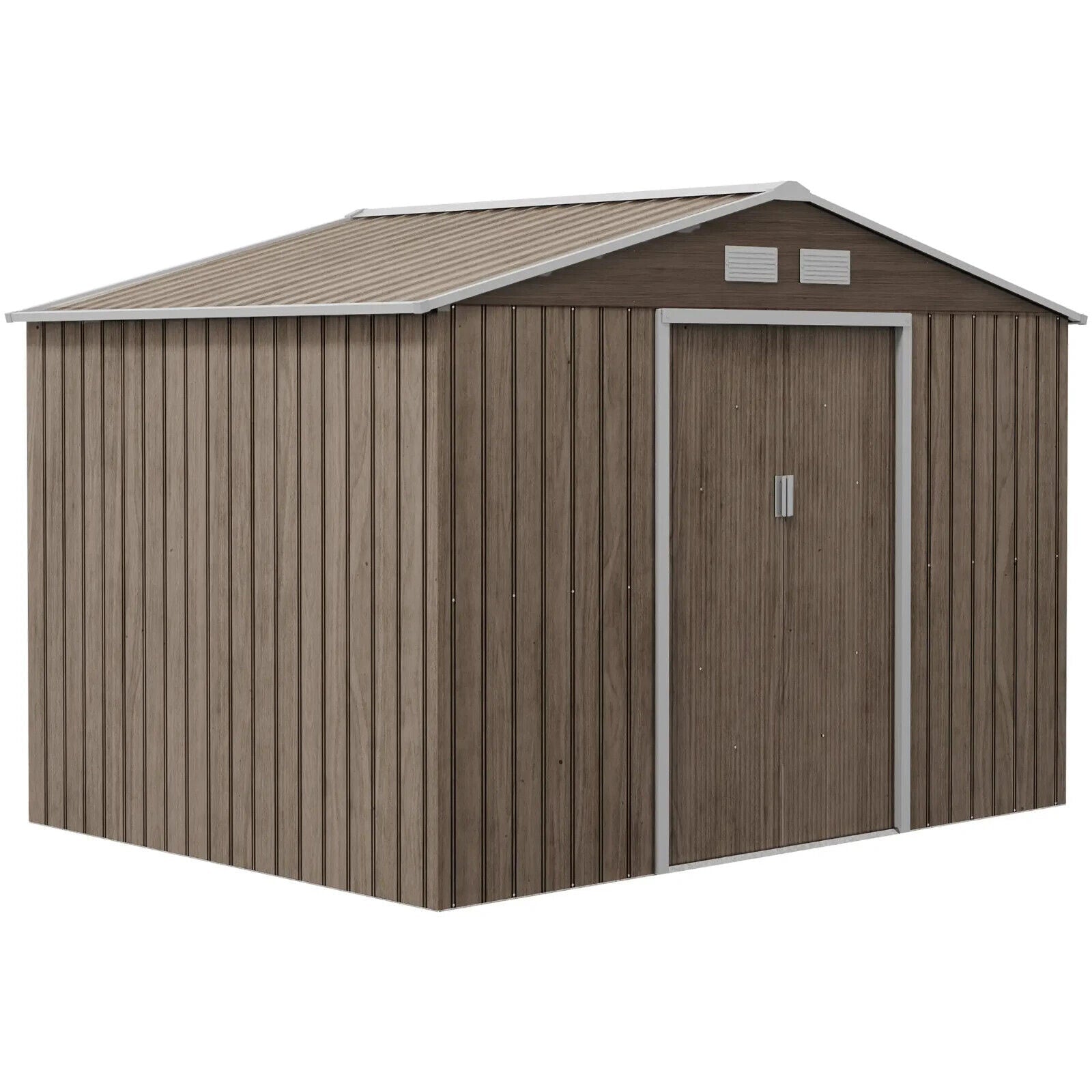 9 x 6ft Garden Metal Storage Shed with Lockable Double Doors Vents & Foundation - Home and Garden Furniture Shop - #rustic - furniture#