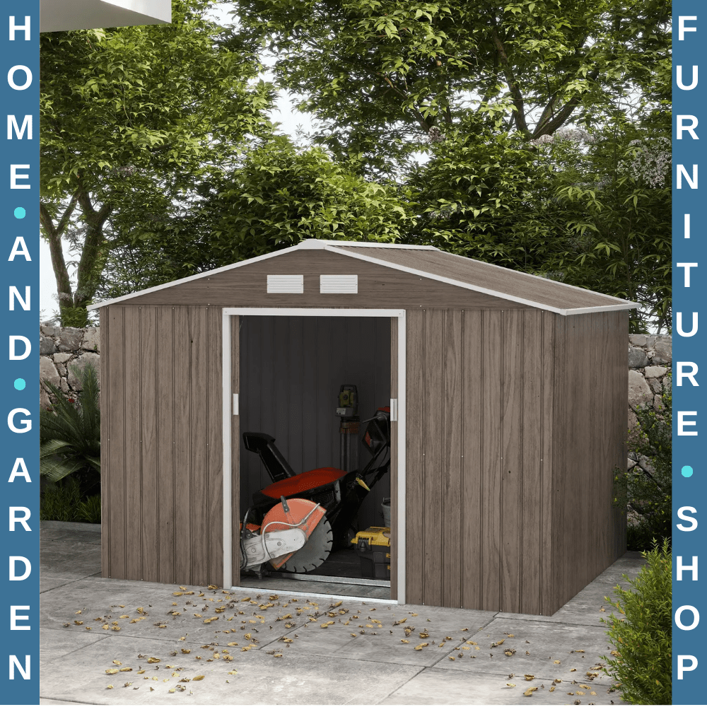 9 x 6ft Garden Metal Storage Shed with Lockable Double Doors Vents & Foundation - Home and Garden Furniture Shop - #rustic - furniture#